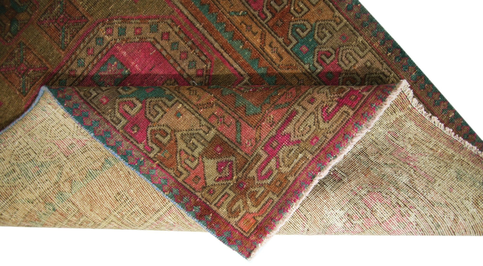 Handmade Vintage Persian Hallway Runner | 321 x 117 cm | 10'6" x 3'10" - Najaf Rugs & Textile