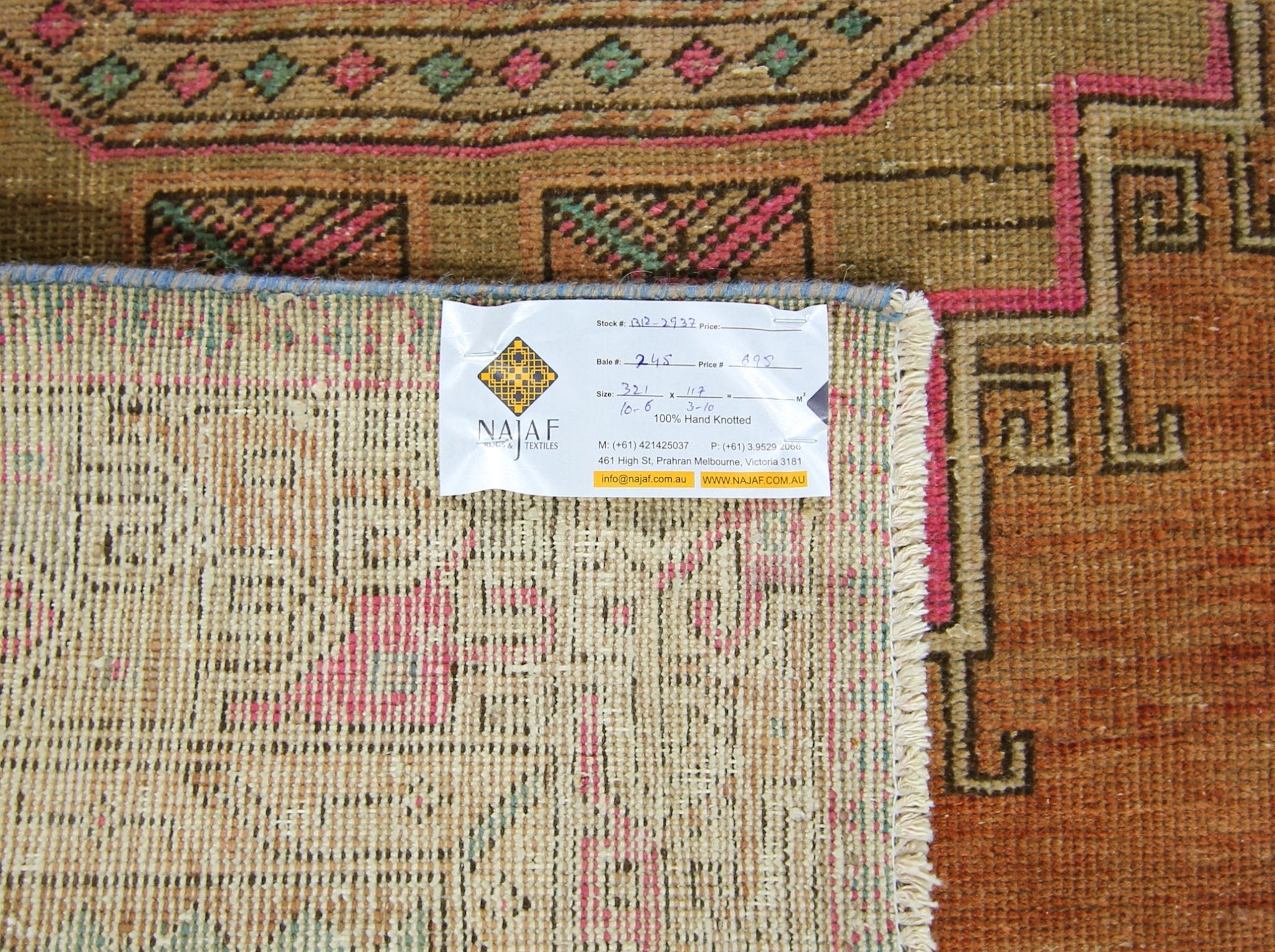 Handmade Vintage Persian Hallway Runner | 321 x 117 cm | 10'6" x 3'10" - Najaf Rugs & Textile