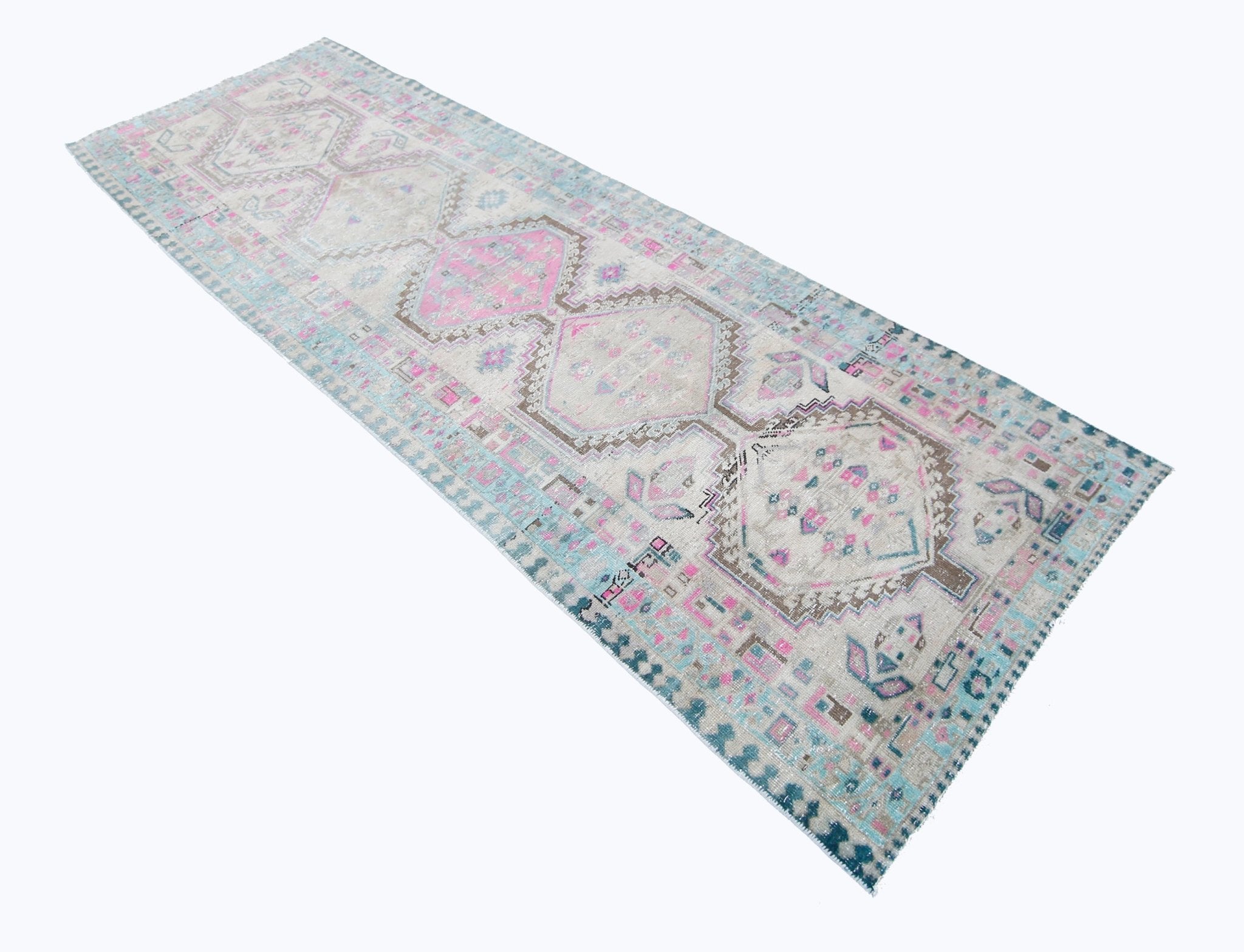Handmade Vintage Persian Hallway Runner | 323 x 103 cm | 10'7" x 3'5" - Najaf Rugs & Textile