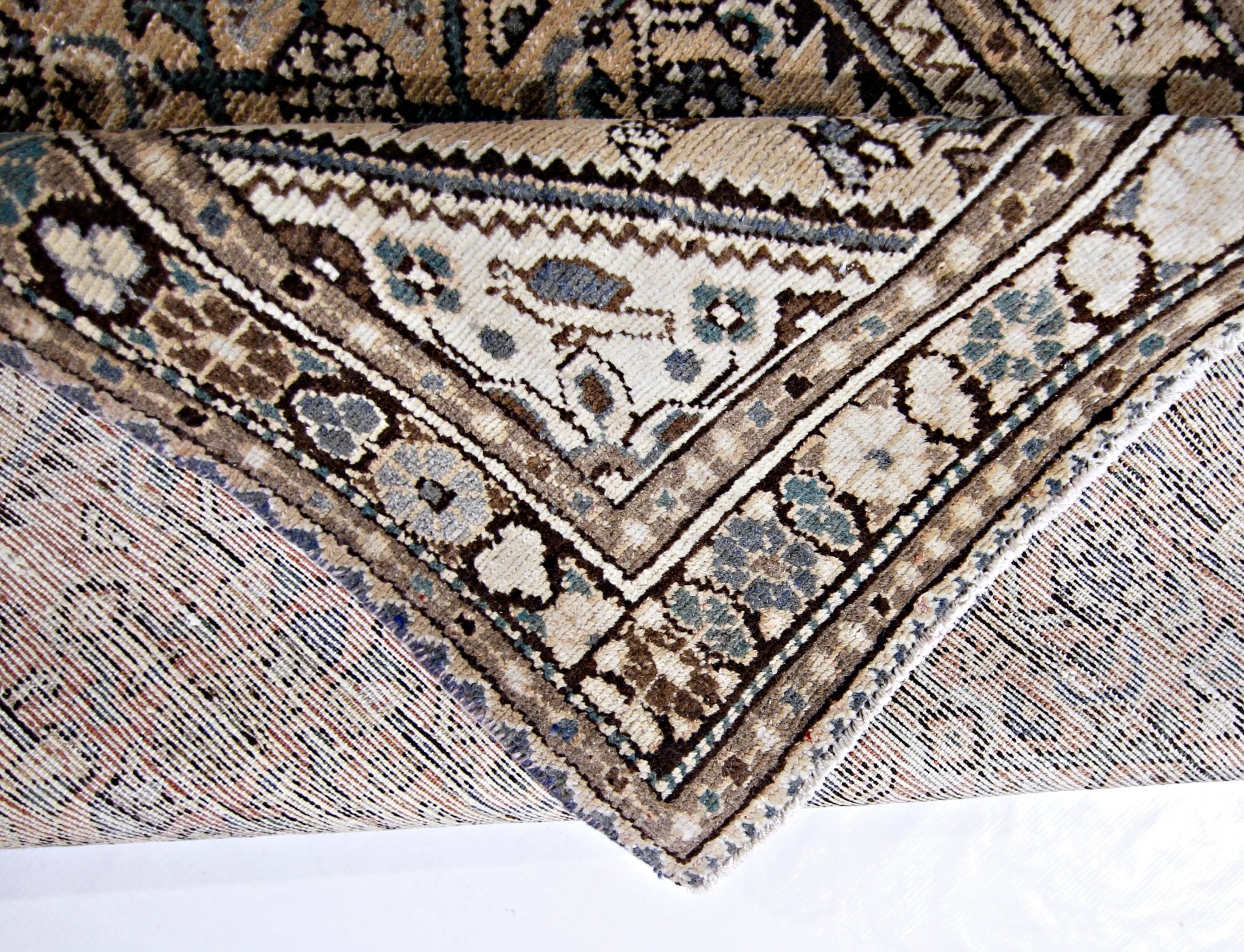 Handmade Vintage Persian Hallway Runner | 323 x 112 cm | 10'7" x 3'8" - Najaf Rugs & Textile