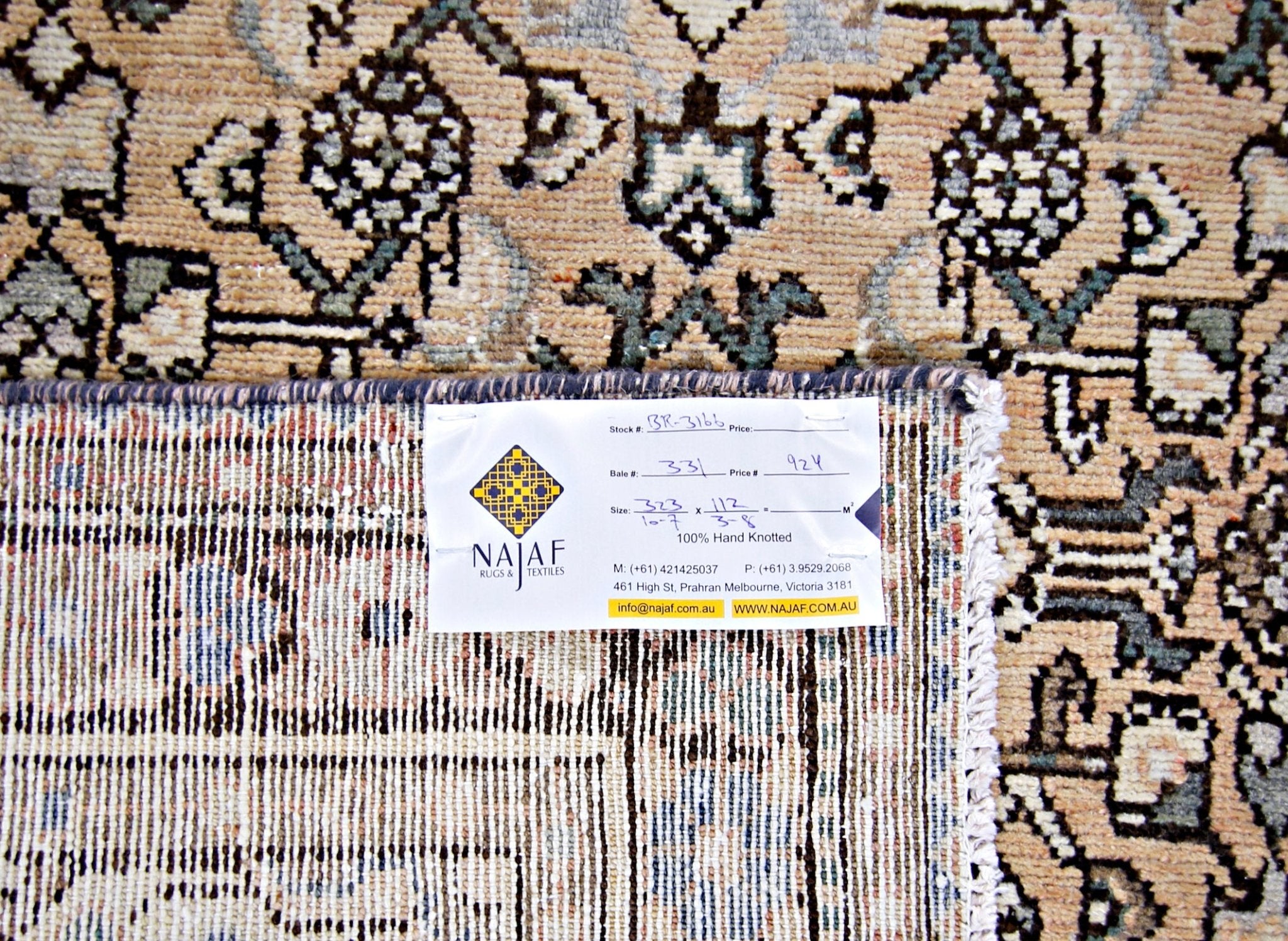 Handmade Vintage Persian Hallway Runner | 323 x 112 cm | 10'7" x 3'8" - Najaf Rugs & Textile