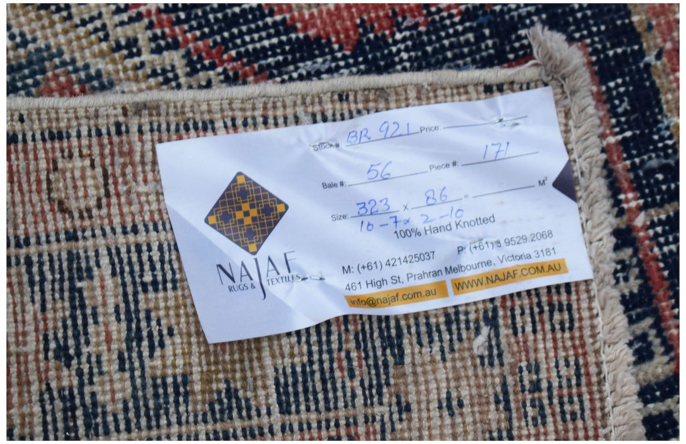 Handmade Vintage Persian Hallway Runner | 323 x 86 cm | 10'7" x 2'10" - Najaf Rugs & Textile