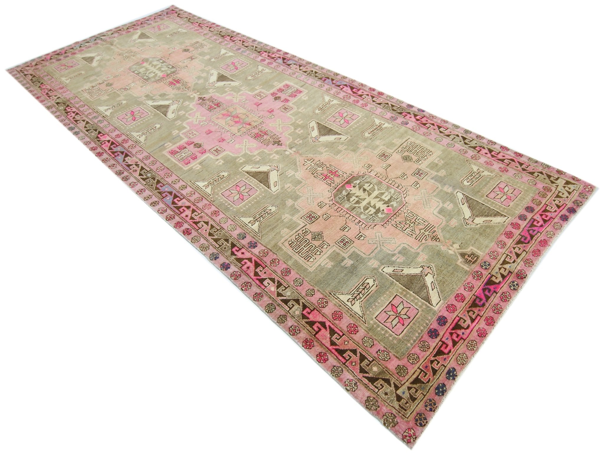 Handmade Vintage Persian Hallway Runner | 324 x 129 cm | 10'8" x 4'3" - Najaf Rugs & Textile