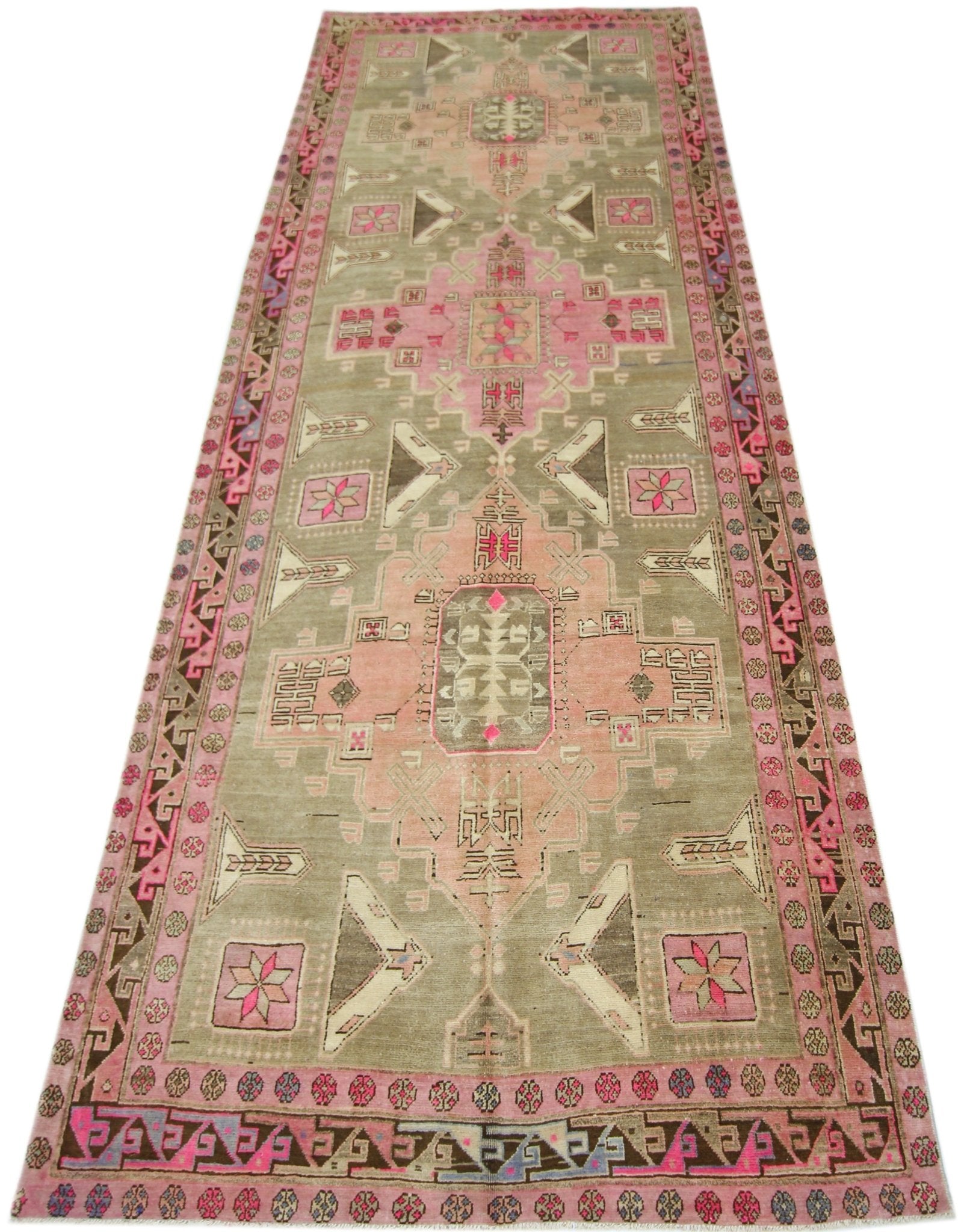 Handmade Vintage Persian Hallway Runner | 324 x 129 cm | 10'8" x 4'3" - Najaf Rugs & Textile