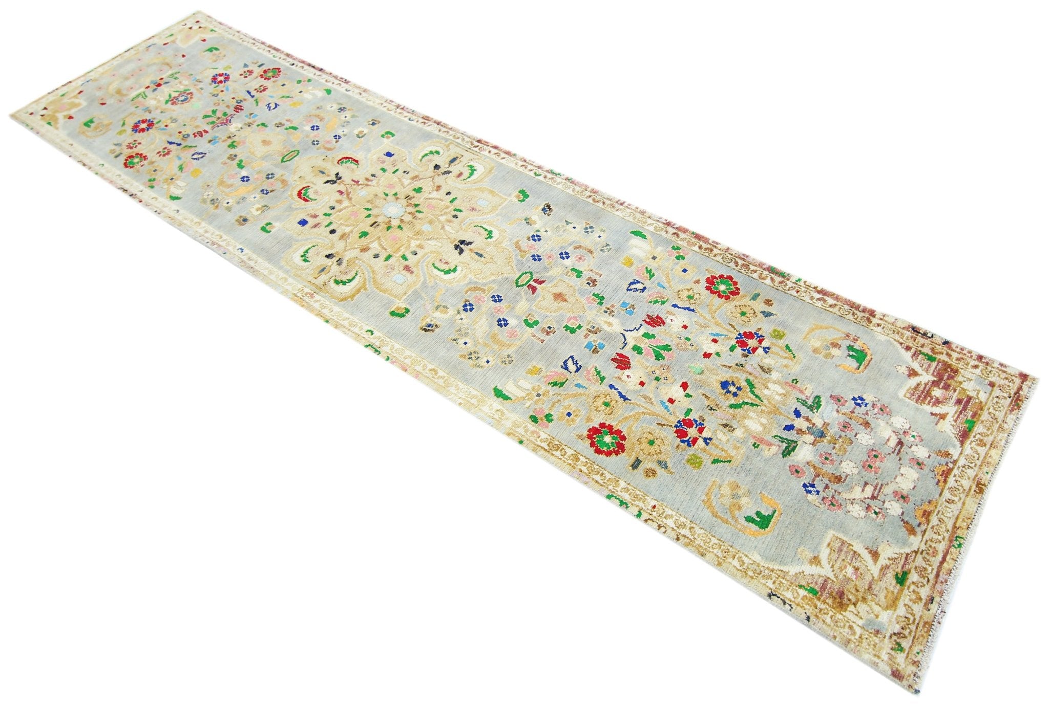 Handmade Vintage Persian Hallway Runner | 324 x 75 cm | 10'7" x 2'5" - Najaf Rugs & Textile