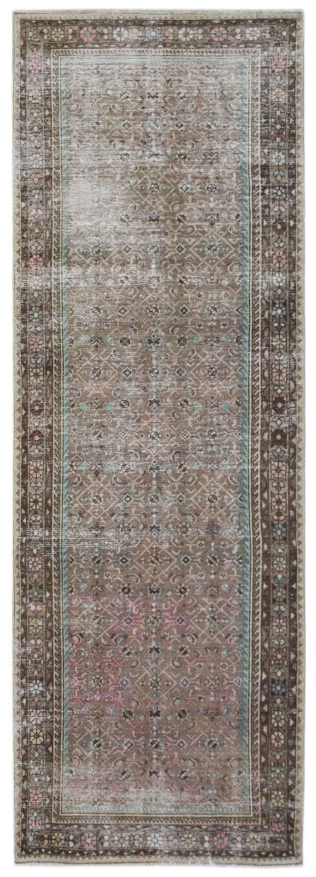 Handmade Vintage Persian Hallway Runner | 326 x 112 cm | 10'9" x 3'8" - Najaf Rugs & Textile