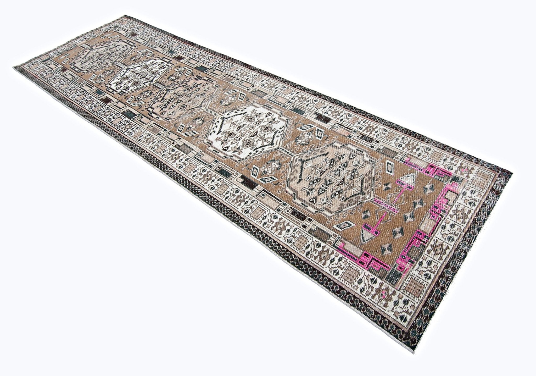 Handmade Vintage Persian Hallway Runner | 326 x 97 cm | 10'9" x 3'2" - Najaf Rugs & Textile