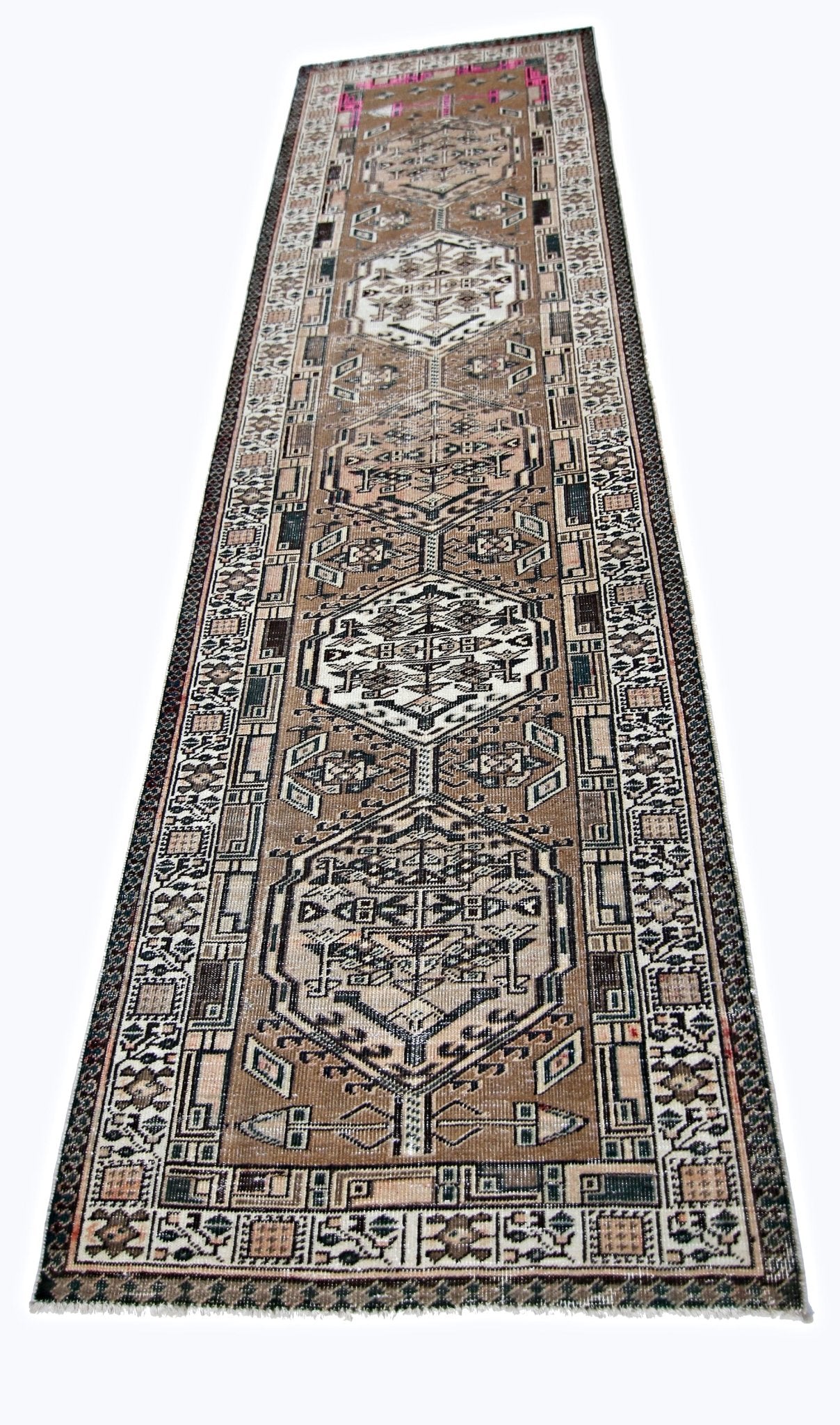 Handmade Vintage Persian Hallway Runner | 326 x 97 cm | 10'9" x 3'2" - Najaf Rugs & Textile
