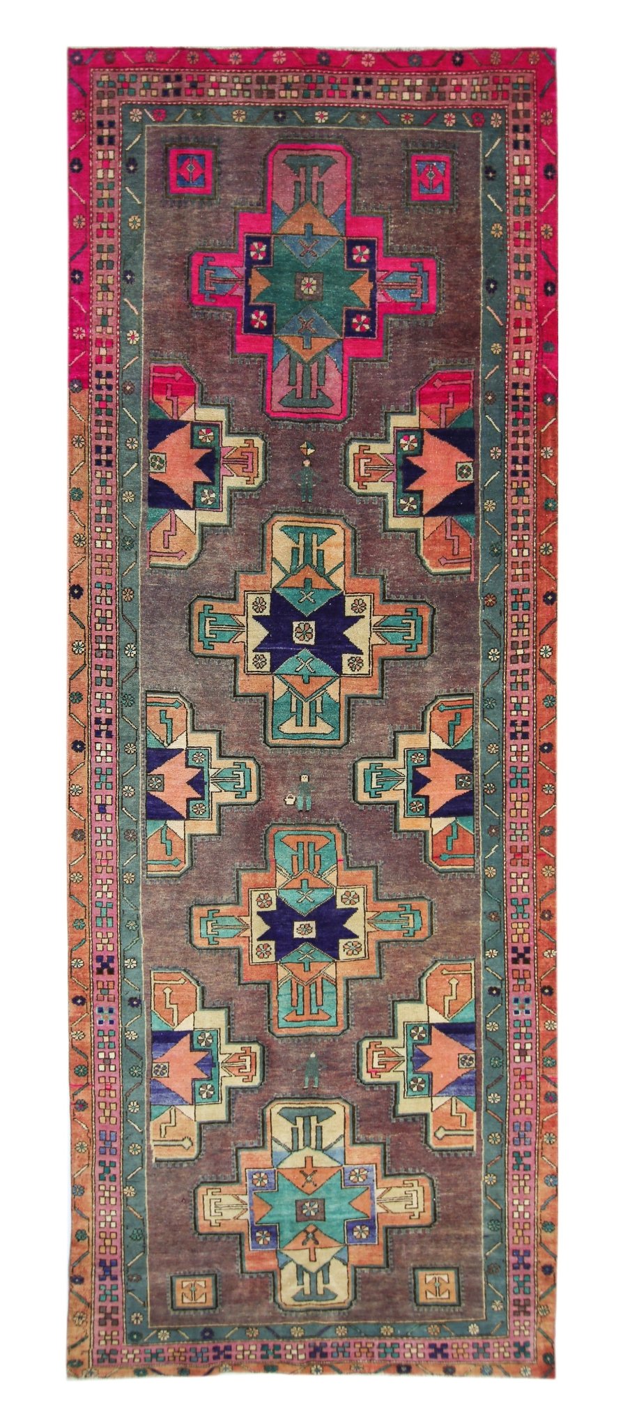 Handmade Vintage Persian Hallway Runner | 328 x 119 cm | 10'9" x 3'11" - Najaf Rugs & Textile