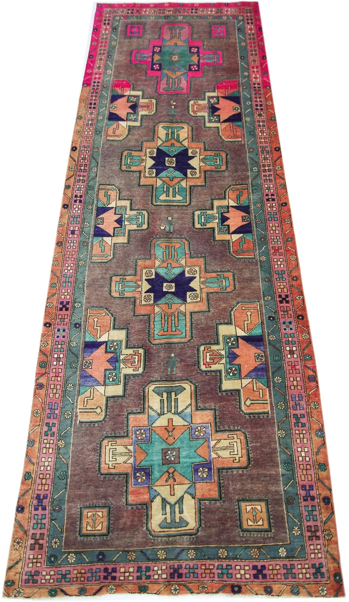 Handmade Vintage Persian Hallway Runner | 328 x 119 cm | 10'9" x 3'11" - Najaf Rugs & Textile