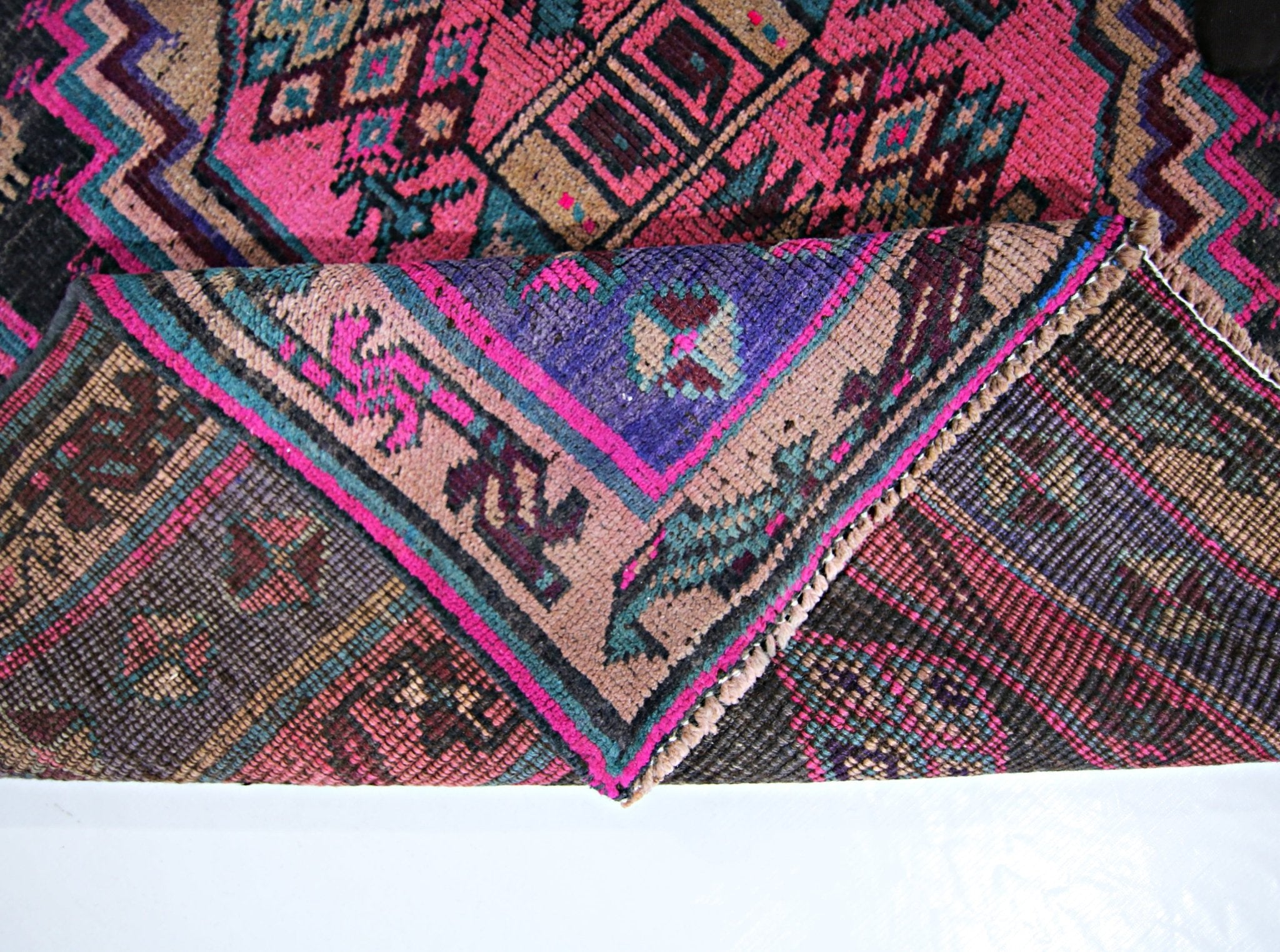 Handmade Vintage Persian Hallway Runner | 329 x 143 cm | 10'9" x 4'8" - Najaf Rugs & Textile