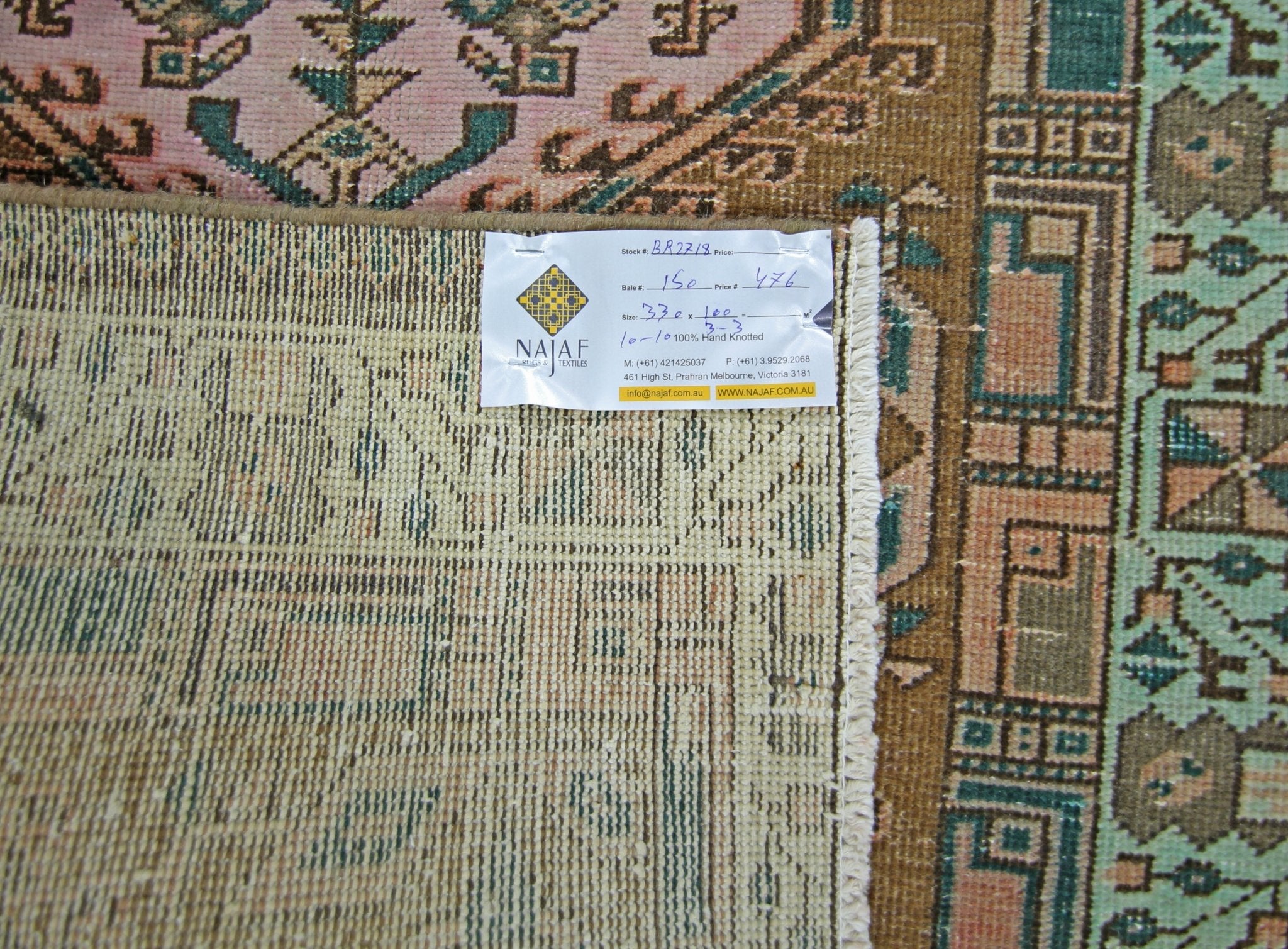 Handmade Vintage Persian Hallway Runner | 330 x 100 cm | 10'10" x 3'3" - Najaf Rugs & Textile