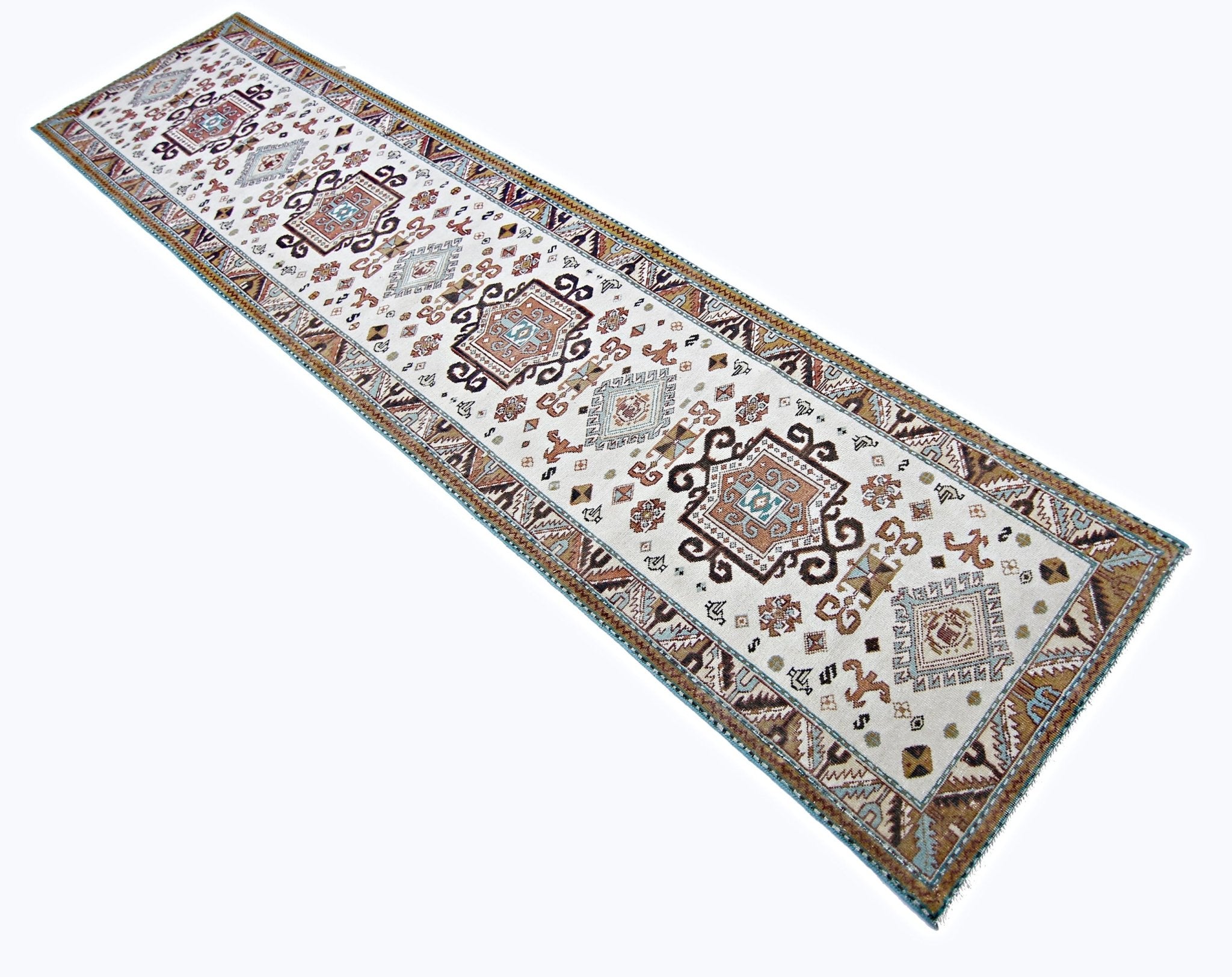 Handmade Vintage Persian Hallway Runner | 330 x 76 cm | 10'10" x 2'6" - Najaf Rugs & Textile