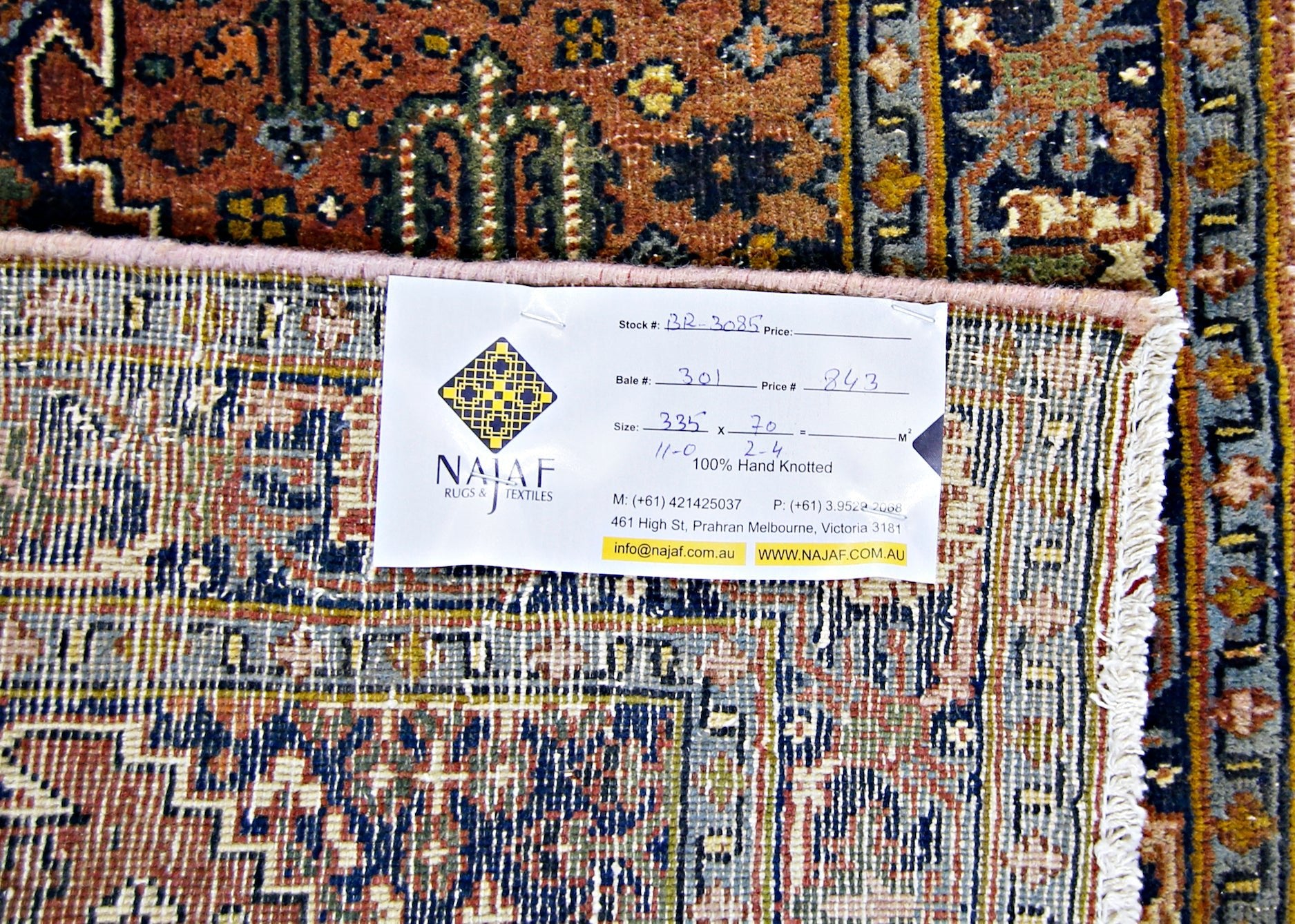 Handmade Vintage Persian Hallway Runner | 335 x 70 cm | 11' x 2'4" - Najaf Rugs & Textile