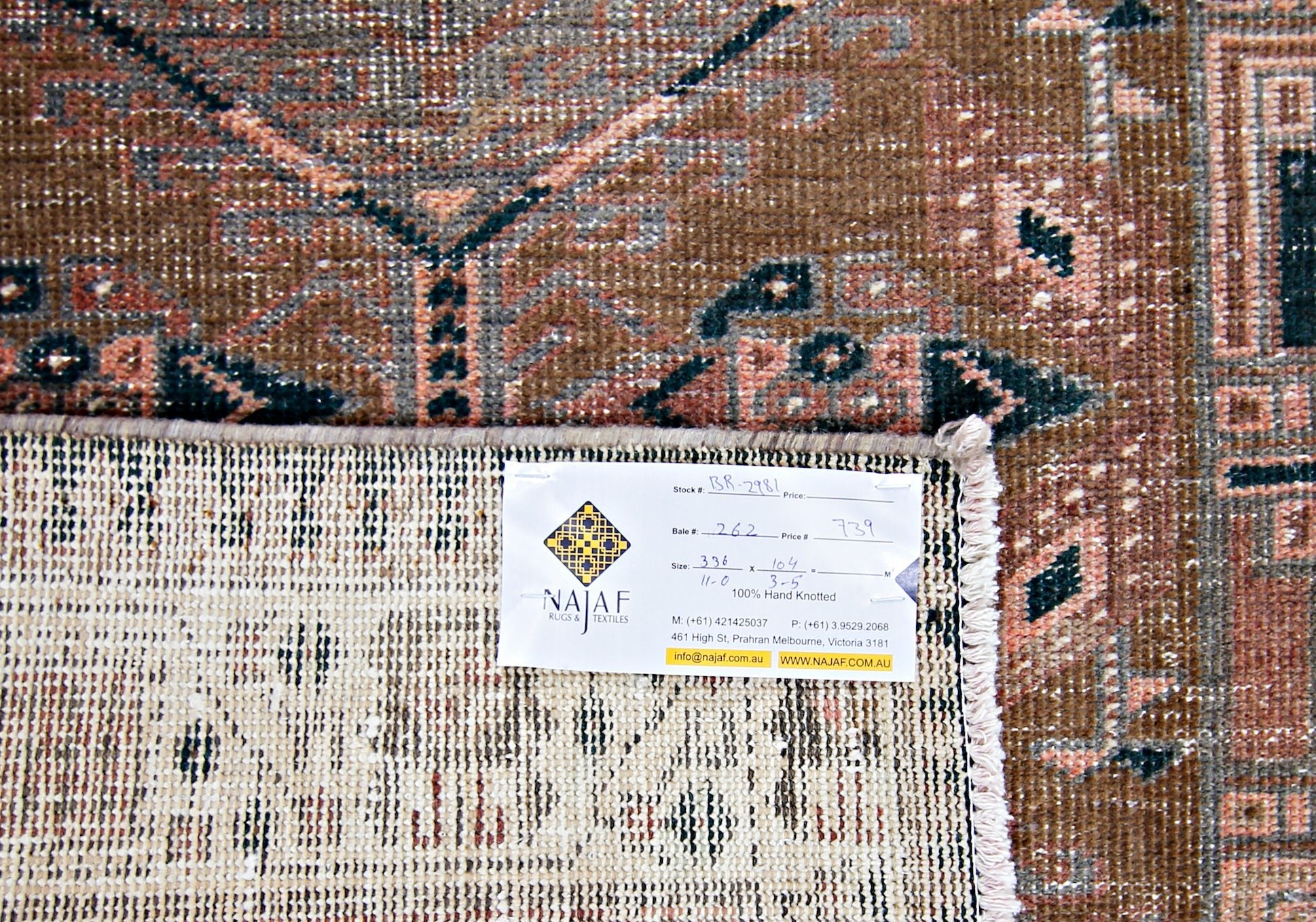 Handmade Vintage Persian Hallway Runner | 336 x 104 cm | 11" x 3'5" - Najaf Rugs & Textile