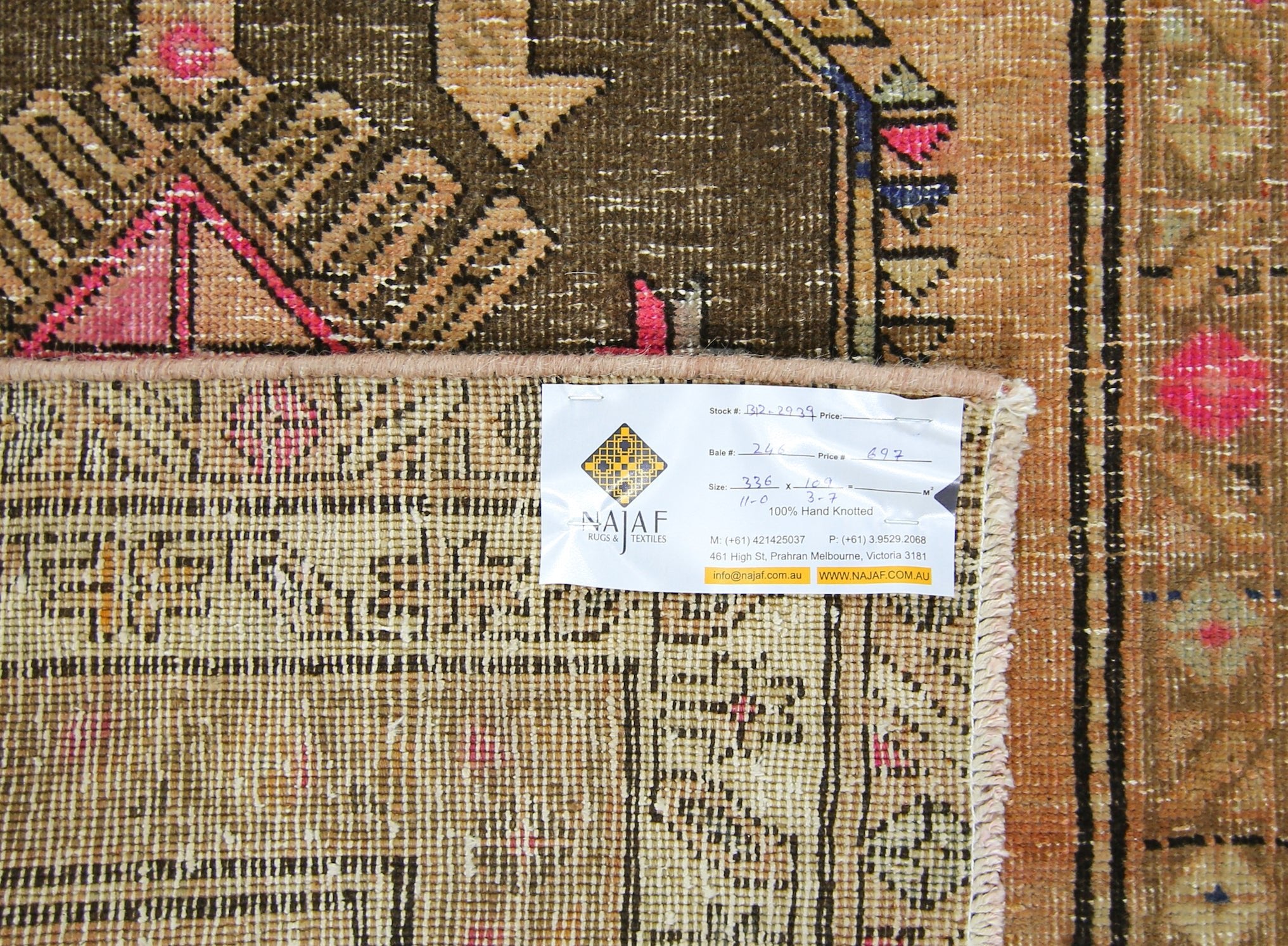 Handmade Vintage Persian Hallway Runner | 336 x 109 cm | 11' x 3'7" - Najaf Rugs & Textile