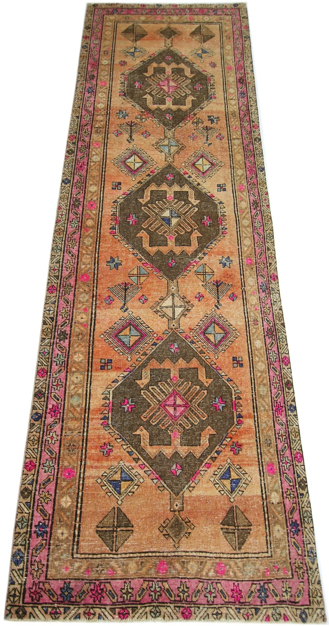 Handmade Vintage Persian Hallway Runner | 336 x 109 cm | 11' x 3'7" - Najaf Rugs & Textile