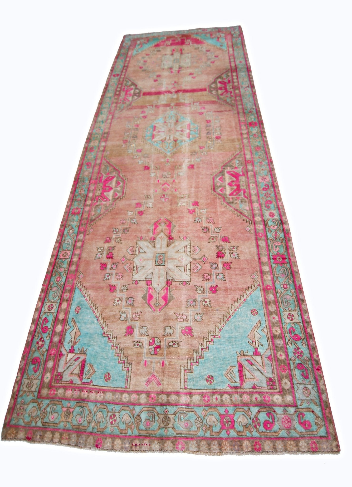 Handmade Vintage Persian Hallway Runner | 336 x 138 cm | 11' x 4'6" - Najaf Rugs & Textile