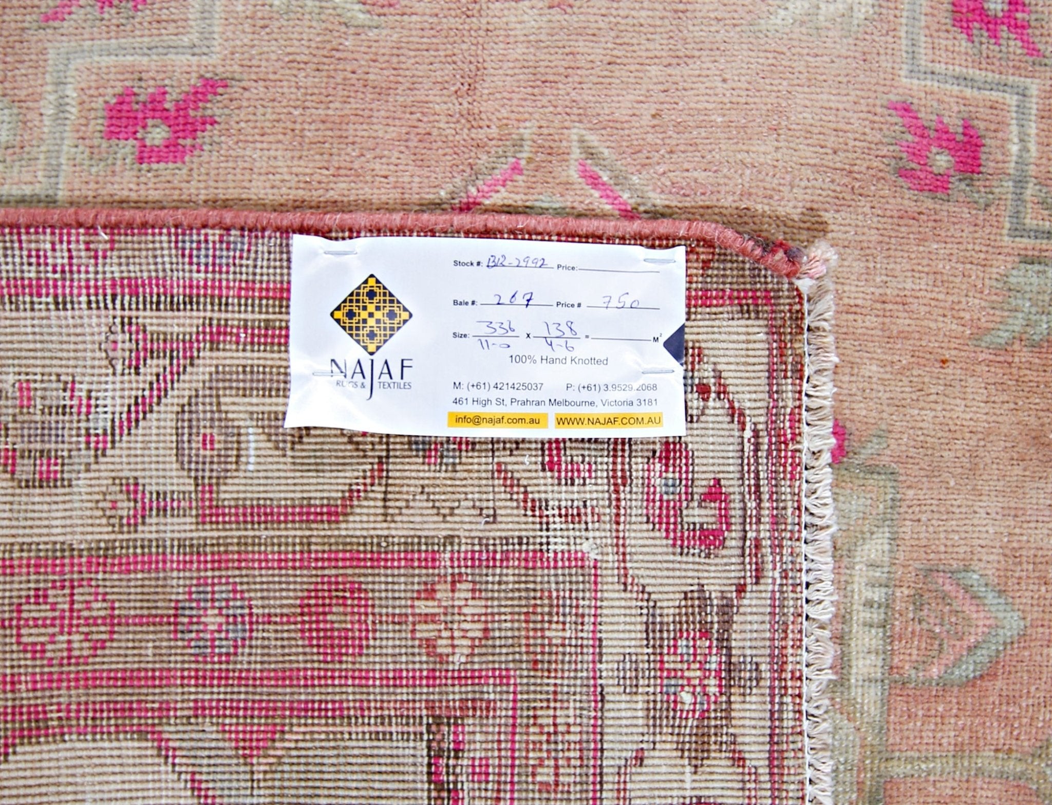 Handmade Vintage Persian Hallway Runner | 336 x 138 cm | 11' x 4'6" - Najaf Rugs & Textile