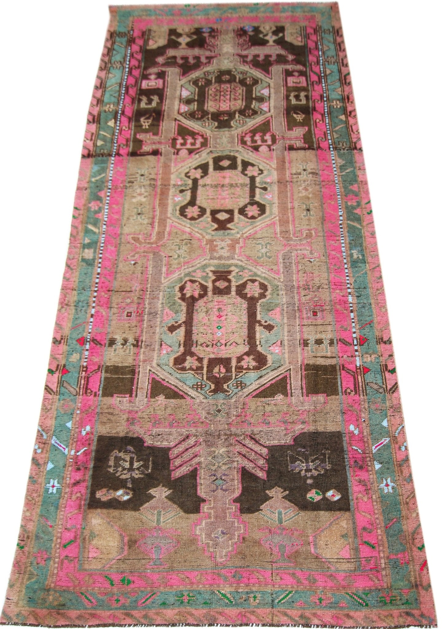 Handmade Vintage Persian Hallway Runner | 340 x 133 cm | 11'2" x 4'5" - Najaf Rugs & Textile
