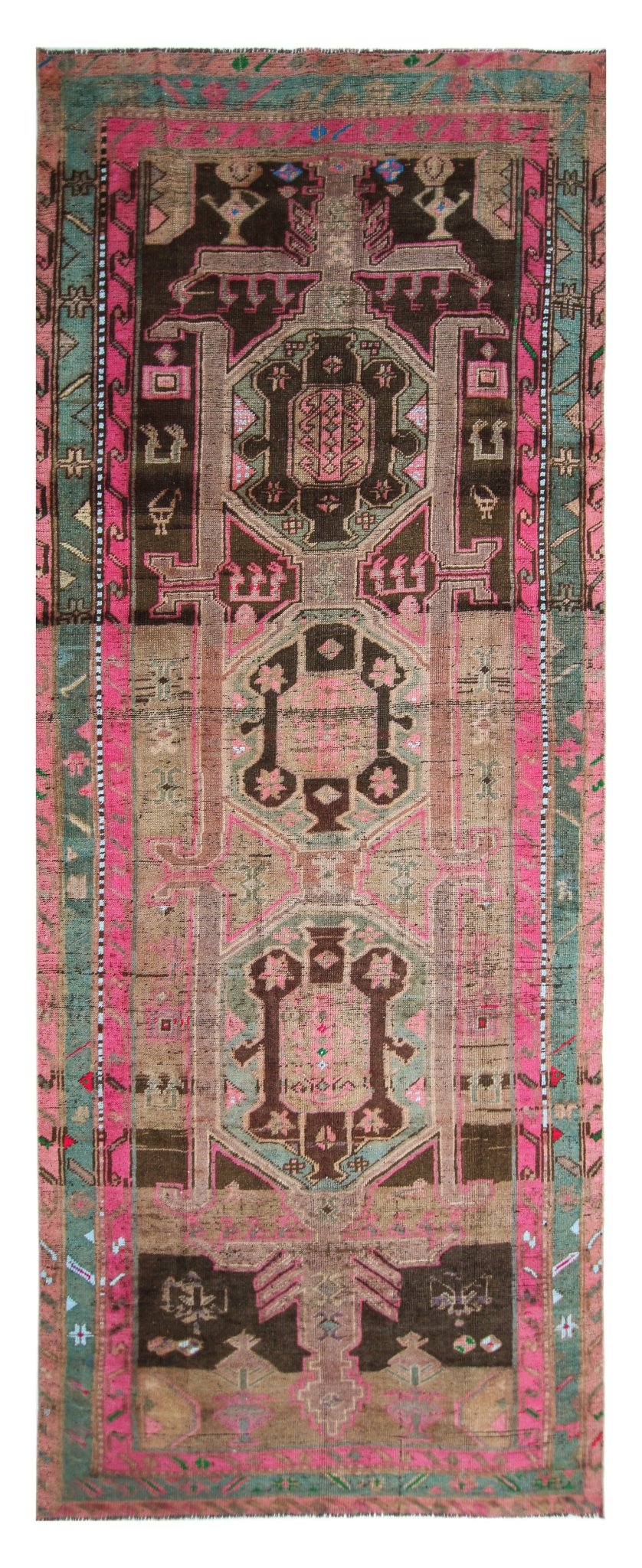 Handmade Vintage Persian Hallway Runner | 340 x 133 cm | 11'2" x 4'5" - Najaf Rugs & Textile