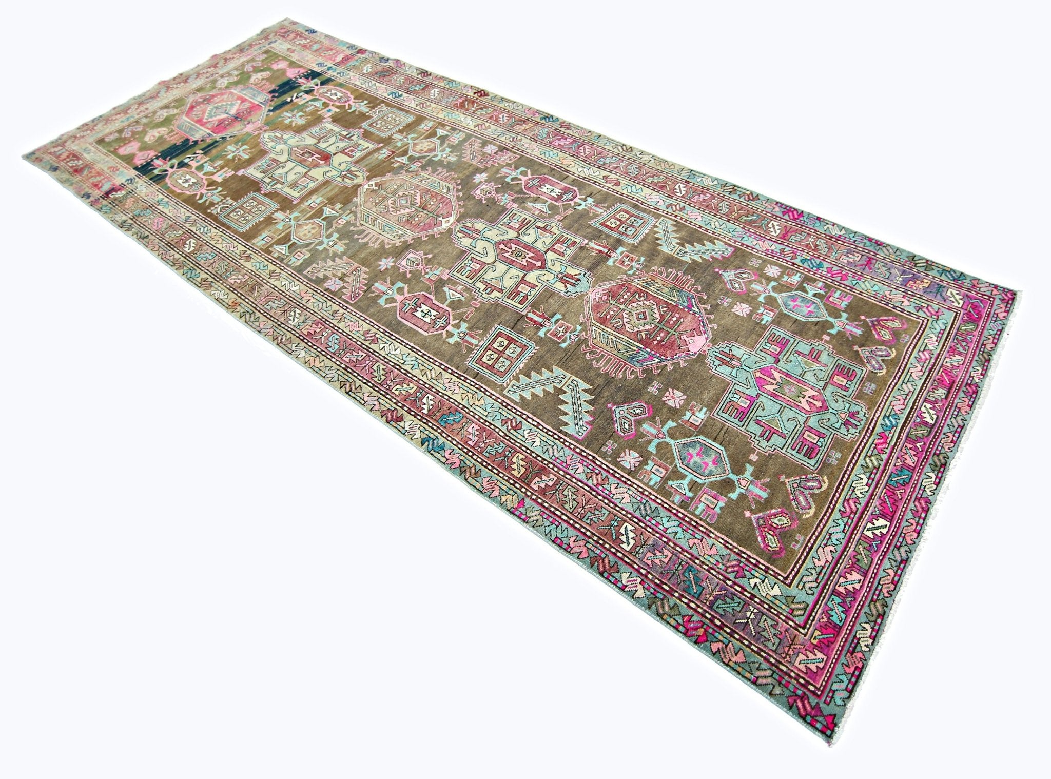 Handmade Vintage Persian Hallway Runner | 346 x 131 cm | 11'4" x 4'3" - Najaf Rugs & Textile
