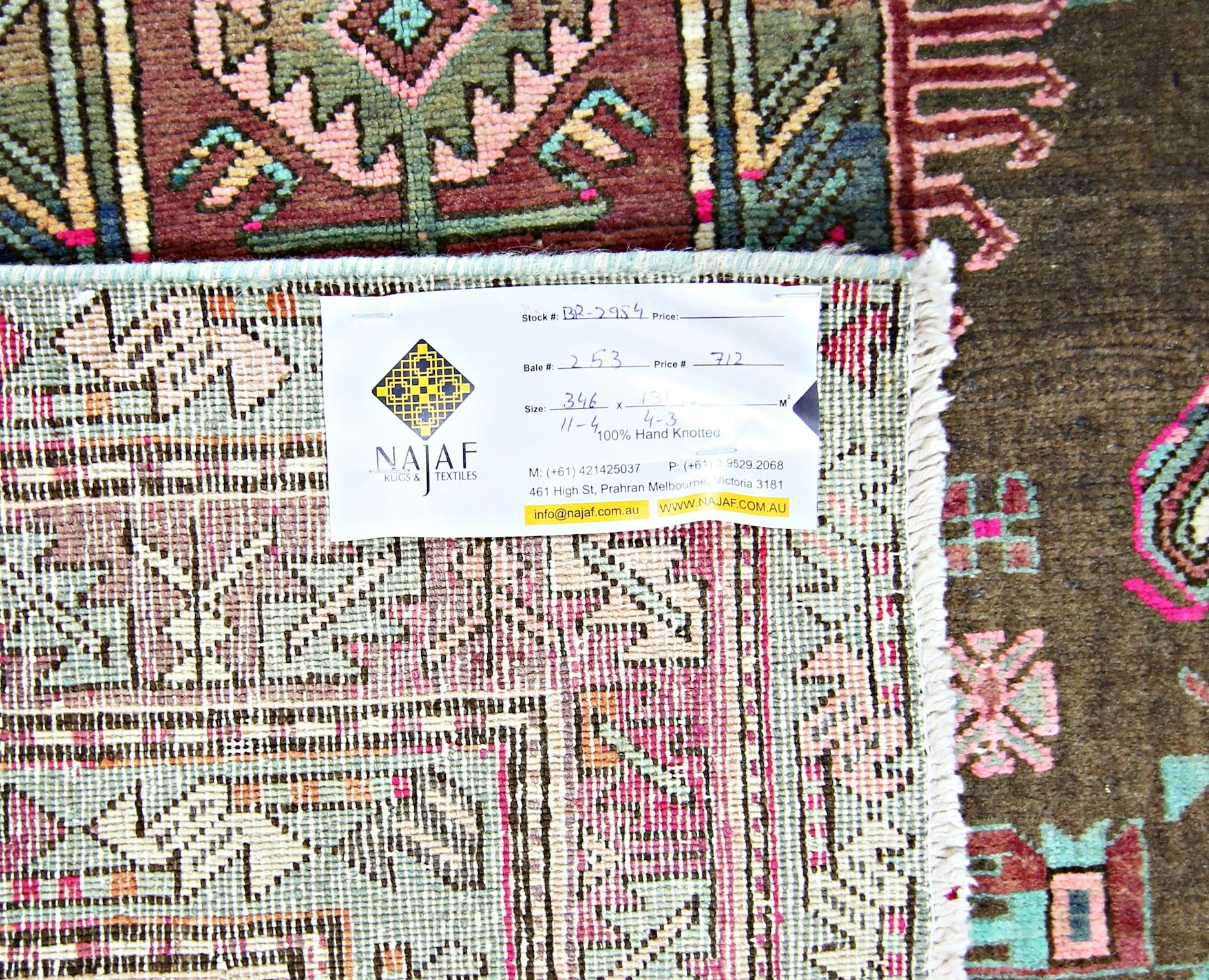 Handmade Vintage Persian Hallway Runner | 346 x 131 cm | 11'4" x 4'3" - Najaf Rugs & Textile