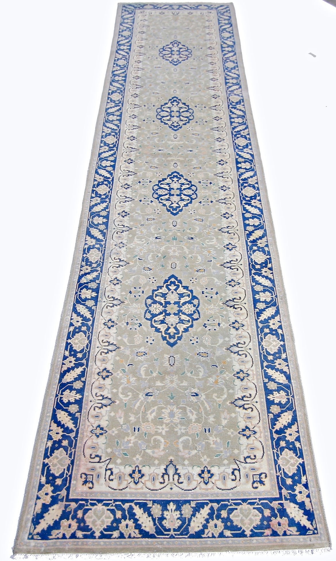 Handmade Vintage Persian Hallway Runner | 346 x 74 cm | 11'4" x 2'5" - Najaf Rugs & Textile