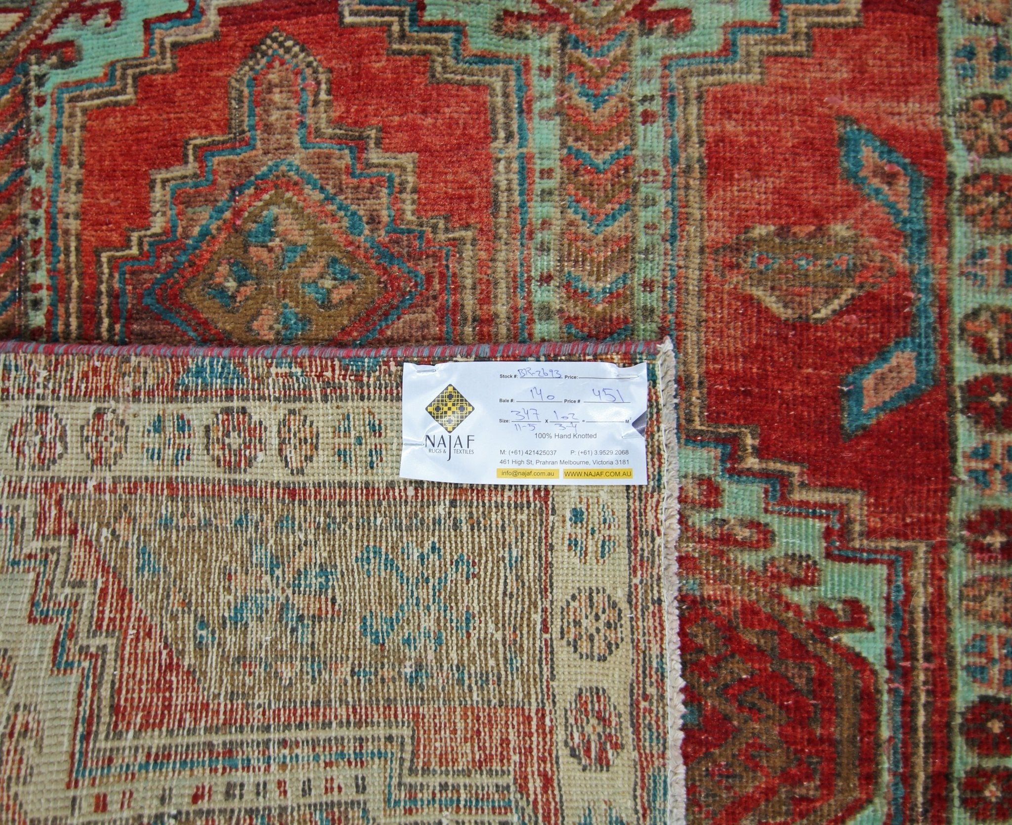 Handmade Vintage Persian Hallway Runner | 347 x 102 cm | 11'5" x 3'4" - Najaf Rugs & Textile