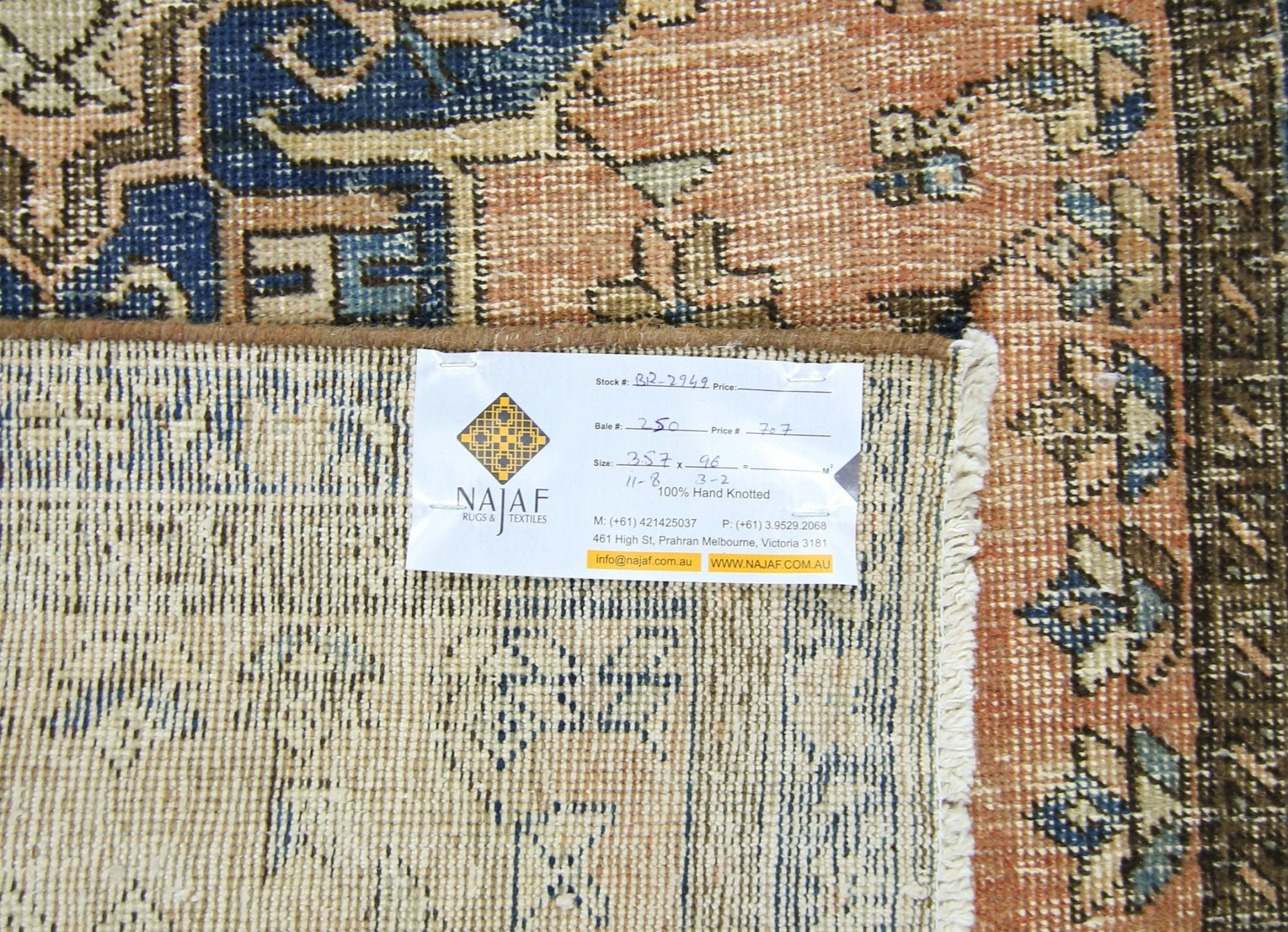 Handmade Vintage Persian Hallway Runner | 357 x 96 cm | 11'8" x 3'2" - Najaf Rugs & Textile