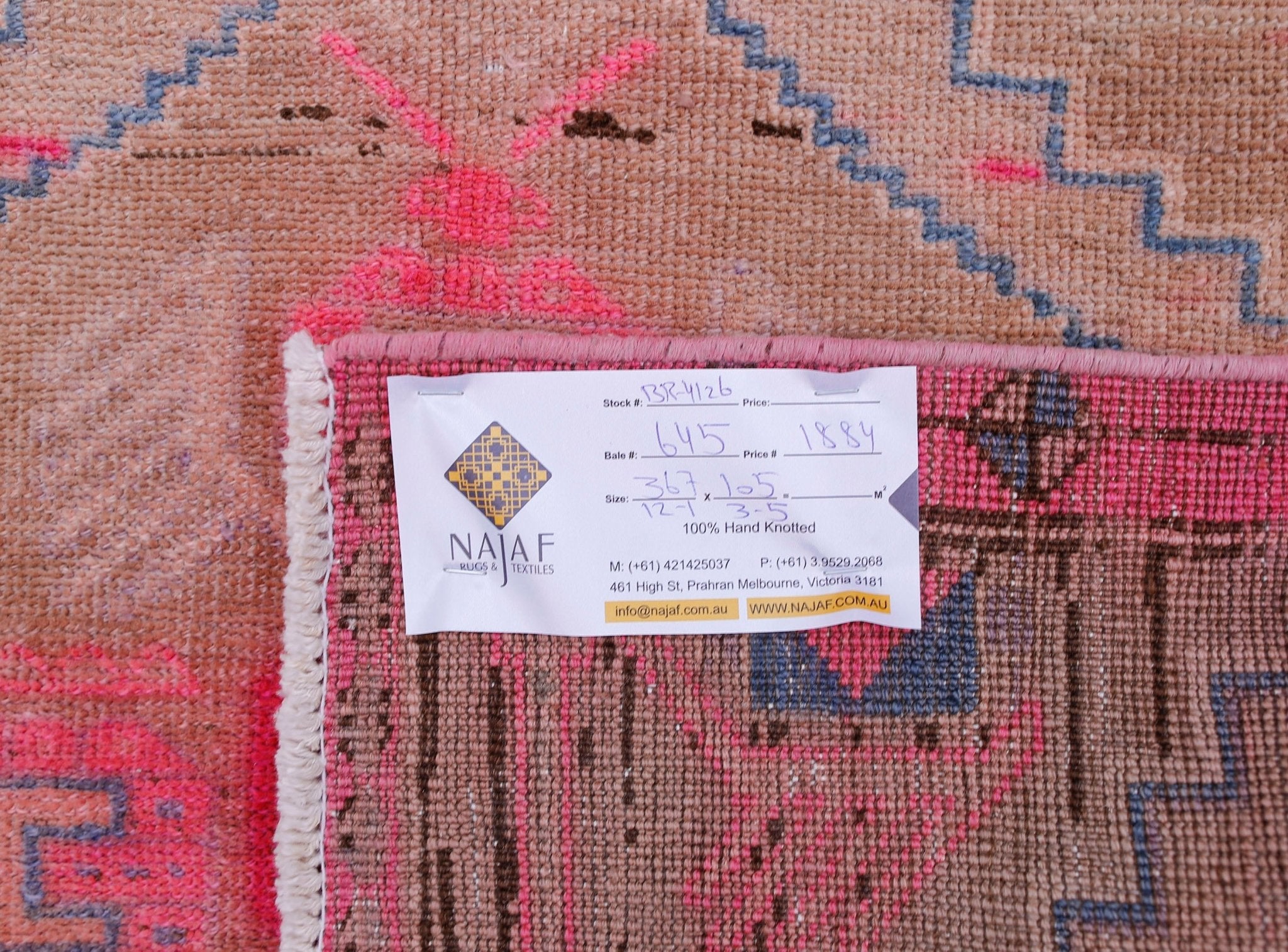 Handmade Vintage Persian Hallway Runner | 367 x 105 cm | 12'1" x 3'5" - Najaf Rugs & Textile