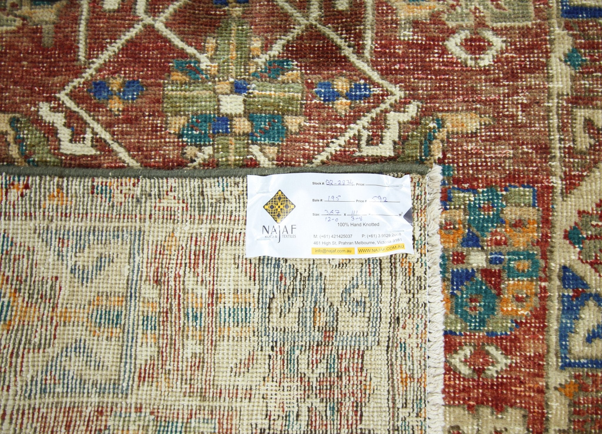 Handmade Vintage Persian Hallway Runner | 367 x 111 cm | 12' x 3'2" - Najaf Rugs & Textile