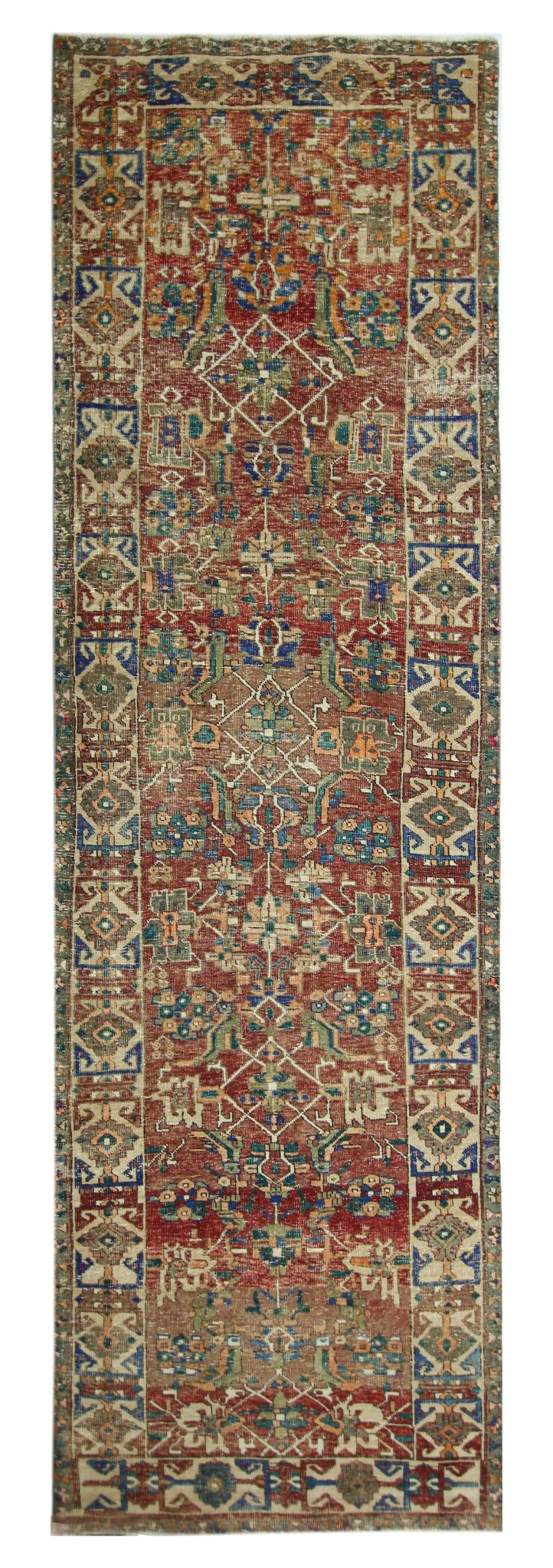 Handmade Vintage Persian Hallway Runner | 367 x 111 cm | 12' x 3'2" - Najaf Rugs & Textile