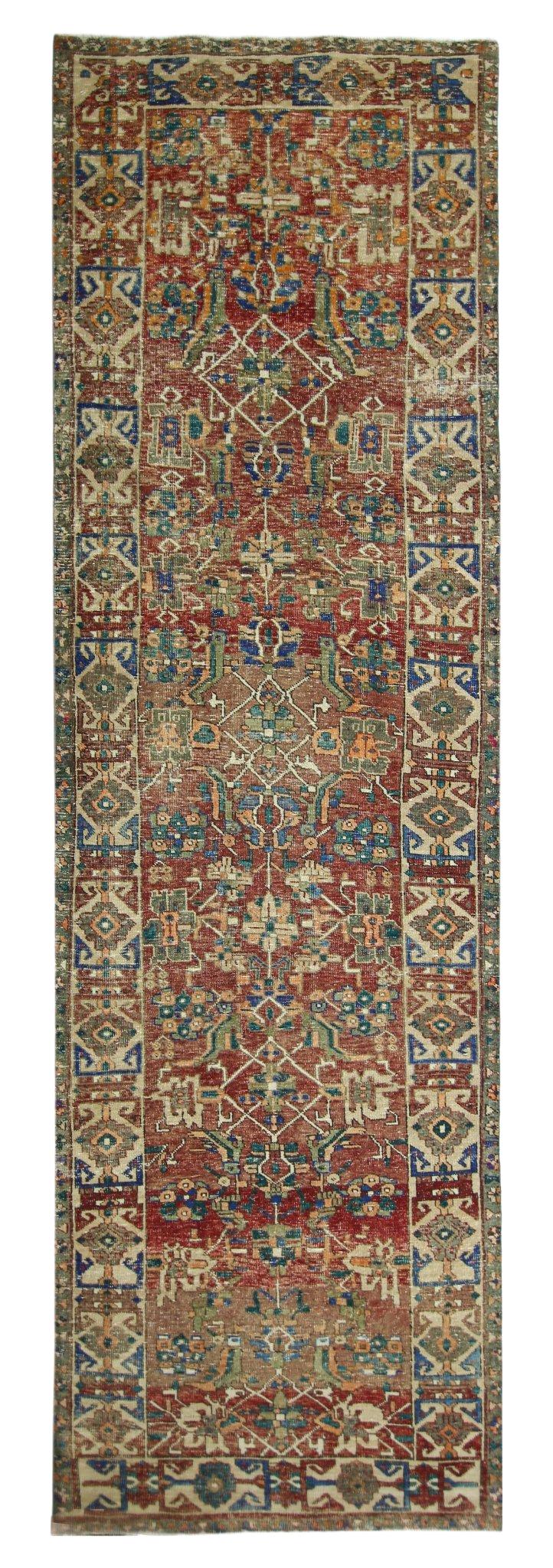 Handmade Vintage Persian Hallway Runner | 367 x 111 cm | 12' x 3'2" - Najaf Rugs & Textile
