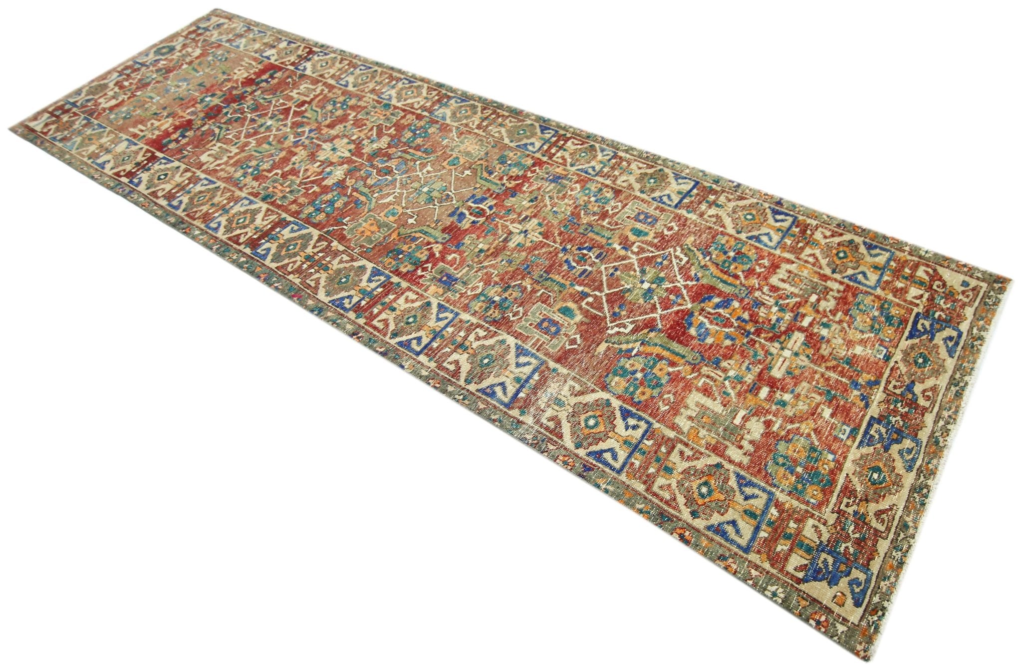 Handmade Vintage Persian Hallway Runner | 367 x 111 cm | 12' x 3'2" - Najaf Rugs & Textile