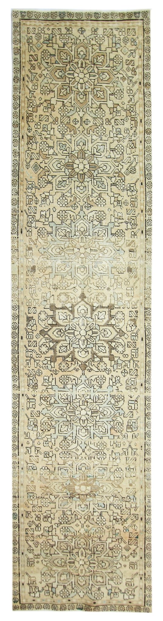 Handmade Vintage Persian Hallway Runner | 370 x 84 cm | 12'2" x 2'9" - Najaf Rugs & Textile