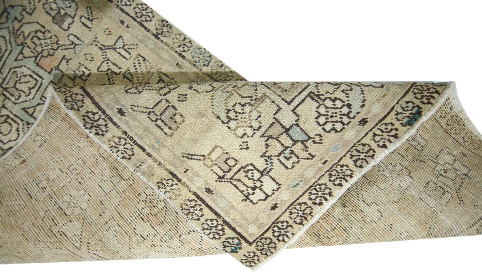 Handmade Vintage Persian Hallway Runner | 370 x 84 cm | 12'2" x 2'9" - Najaf Rugs & Textile