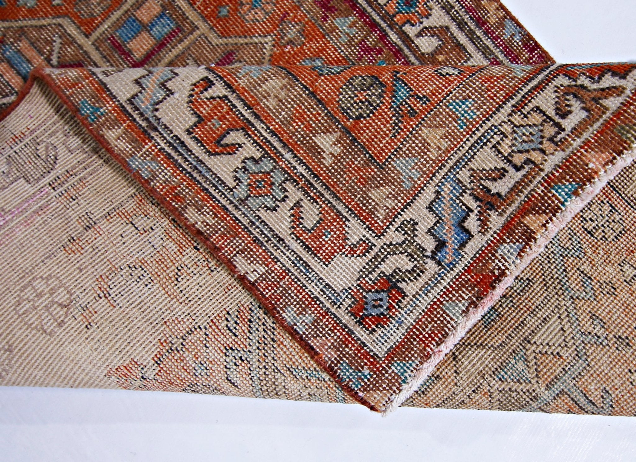 Handmade Vintage Persian Hallway Runner | 370 x 92 cm | 12'2" x 3' - Najaf Rugs & Textile