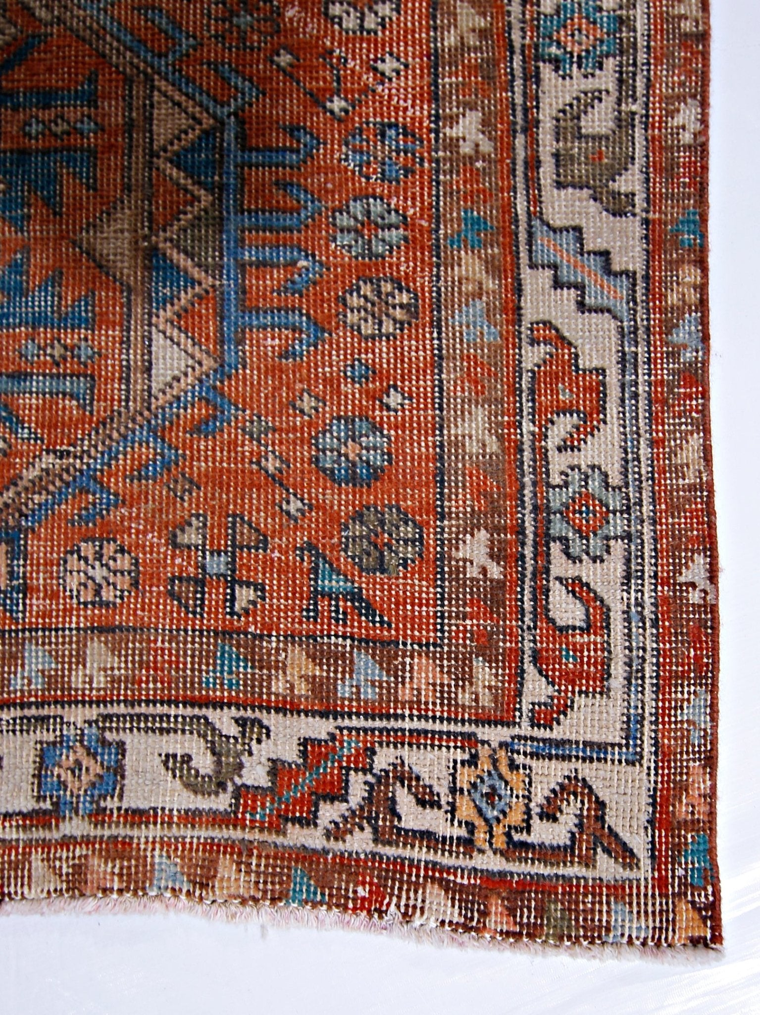 Handmade Vintage Persian Hallway Runner | 370 x 92 cm | 12'2" x 3' - Najaf Rugs & Textile