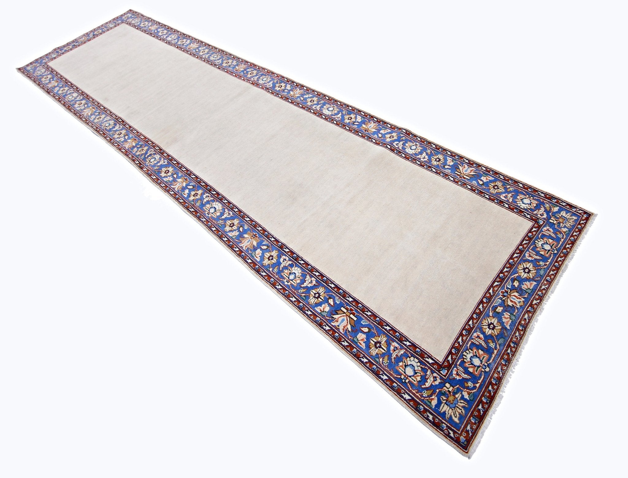 Handmade Vintage Persian Hallway Runner | 377 x 99 cm | 12'5" x 3'3" - Najaf Rugs & Textile