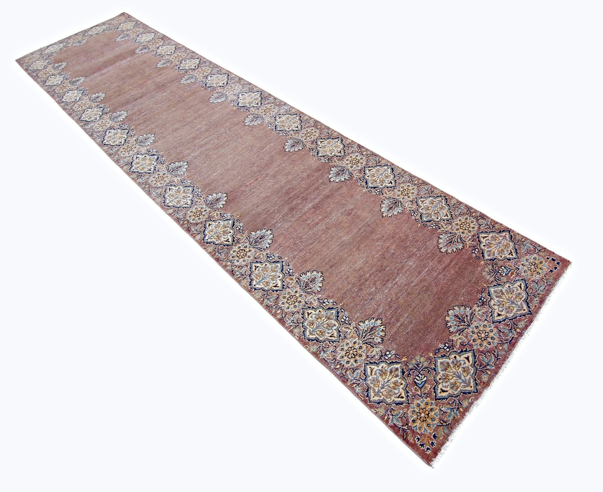 Handmade Vintage Persian Hallway Runner | 380 x 90 cm | 12'6" x 2'11" - Najaf Rugs & Textile