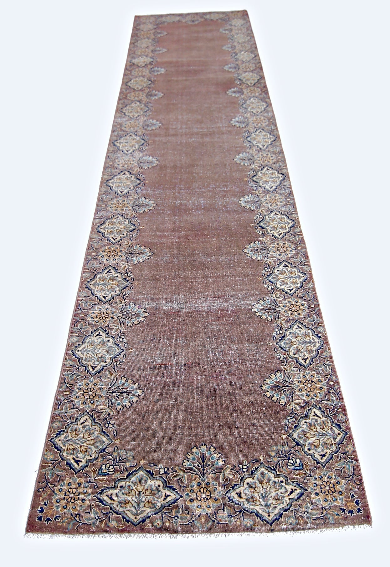 Handmade Vintage Persian Hallway Runner | 380 x 90 cm | 12'6" x 2'11" - Najaf Rugs & Textile