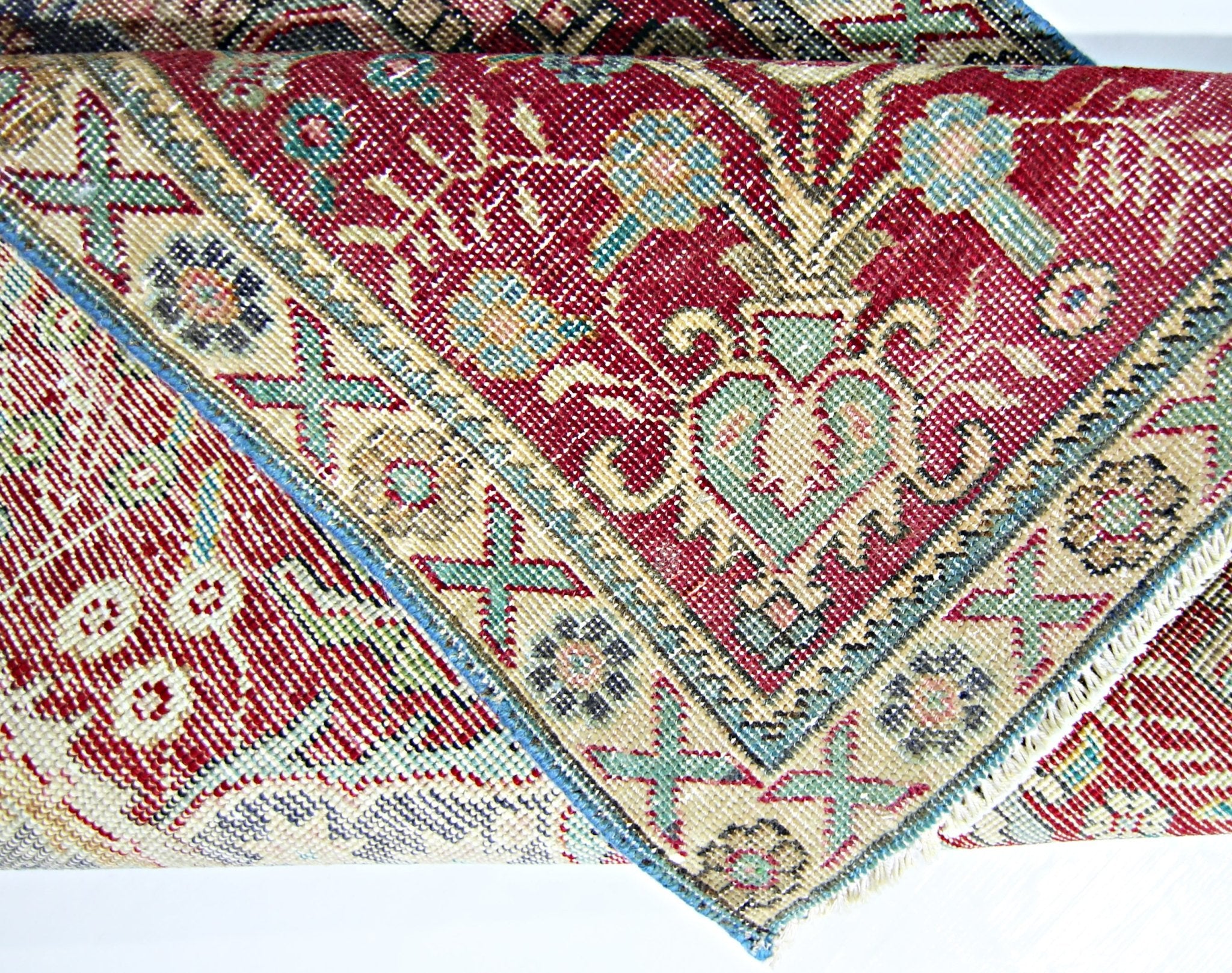 Handmade Vintage Persian Hallway Runner | 380 x 94 cm | 12'5" x 3'1" - Najaf Rugs & Textile