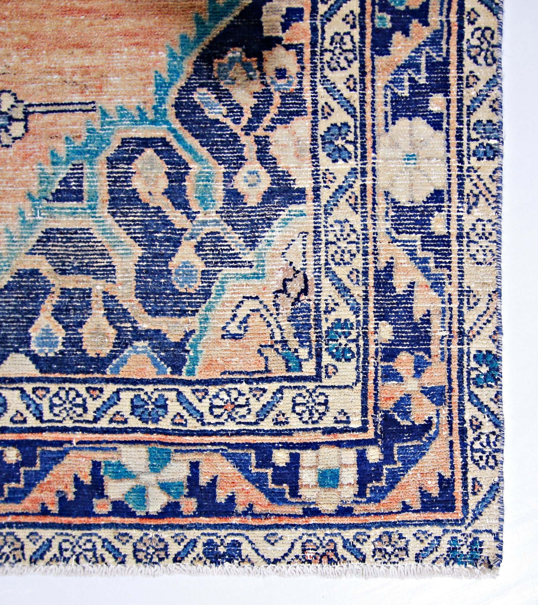 Handmade Vintage Persian Hallway Runner | 388 x 146 cm | 12'9" x 4'9" - Najaf Rugs & Textile