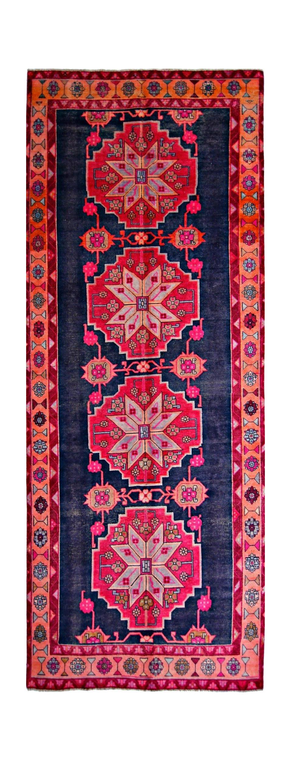 Handmade Vintage Persian Hallway Runner | 390 x 147 cm | 12'10" x 4'10" - Najaf Rugs & Textile