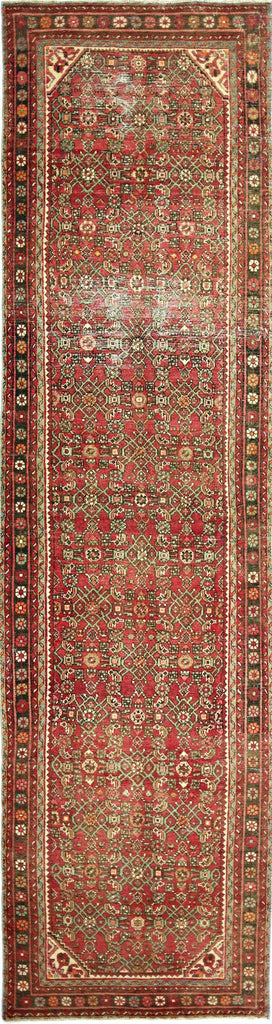 Handmade Vintage Persian Hallway Runner | 391 x 103 cm | 12'10" x 3'4" - Najaf Rugs & Textile