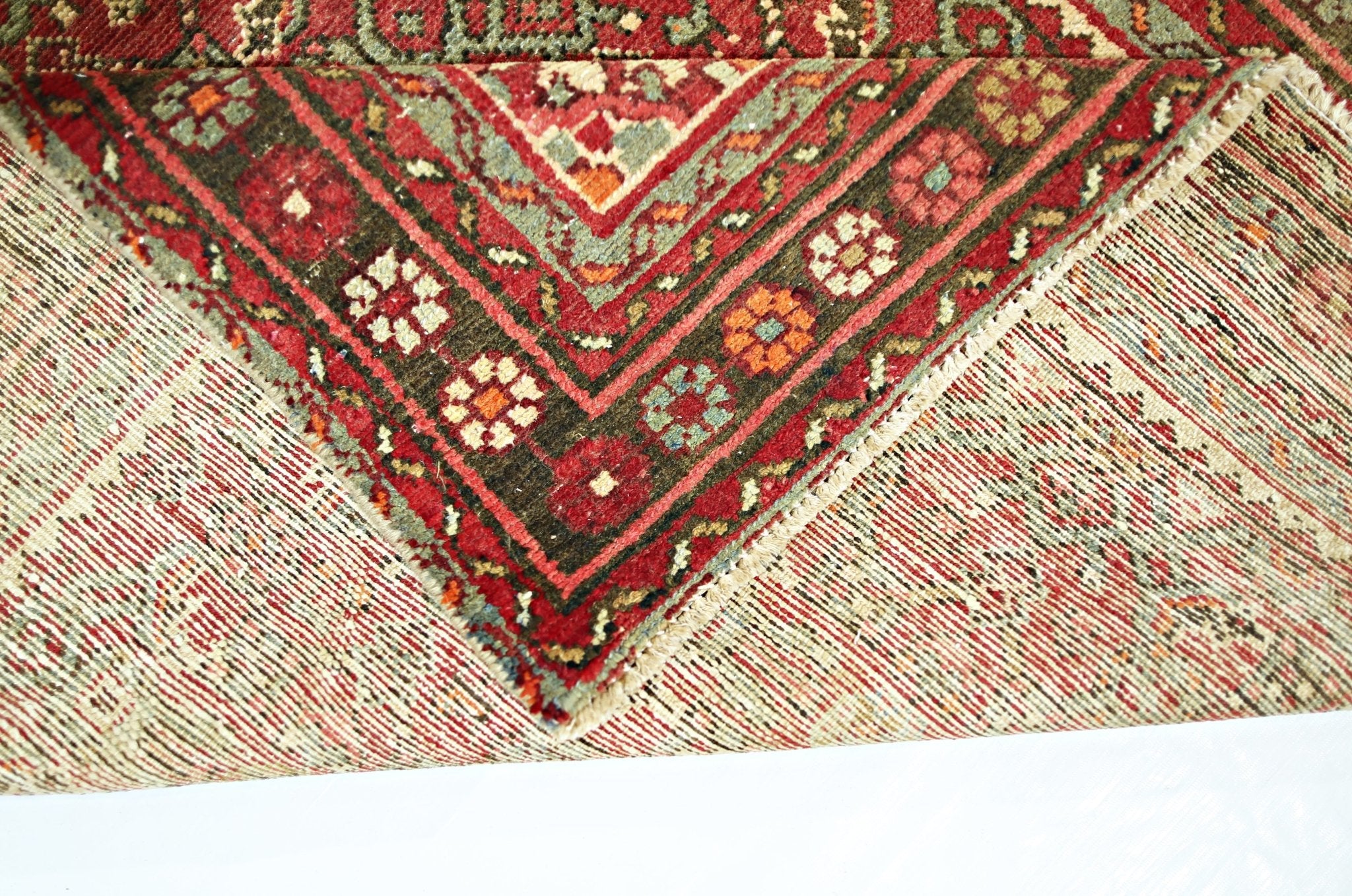 Handmade Vintage Persian Hallway Runner | 391 x 103 cm | 12'10" x 3'4" - Najaf Rugs & Textile