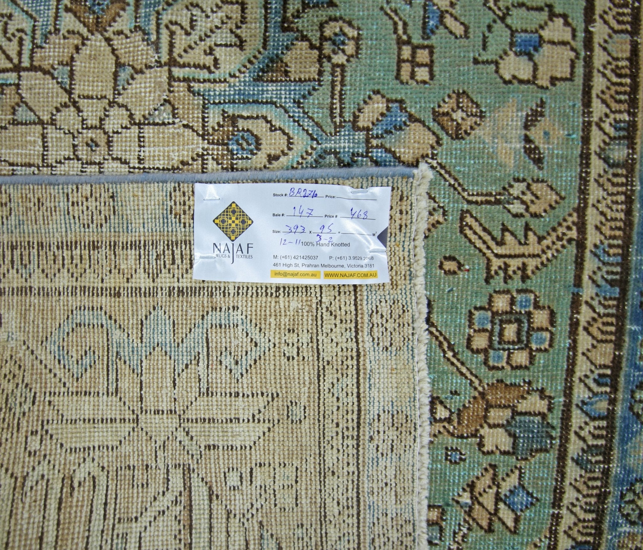 Handmade Vintage Persian Hallway Runner | 393 x 95 cm | 12'11" x 3'2" - Najaf Rugs & Textile