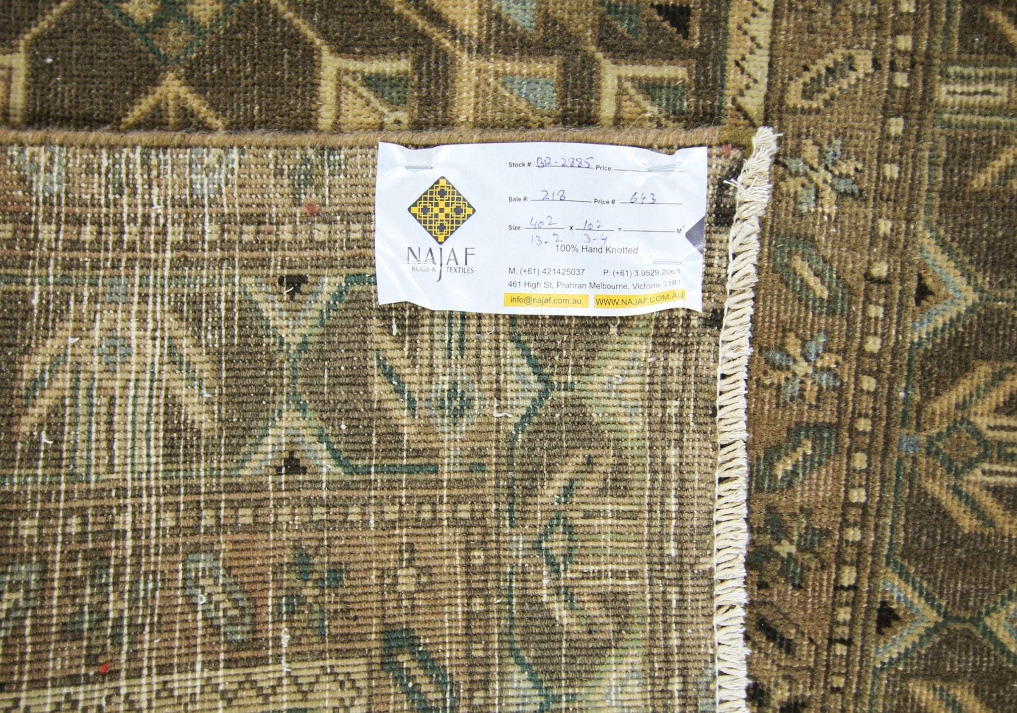 Handmade Vintage Persian Hallway Runner | 402 x 102 cm | 13'2" x 3'4" - Najaf Rugs & Textile