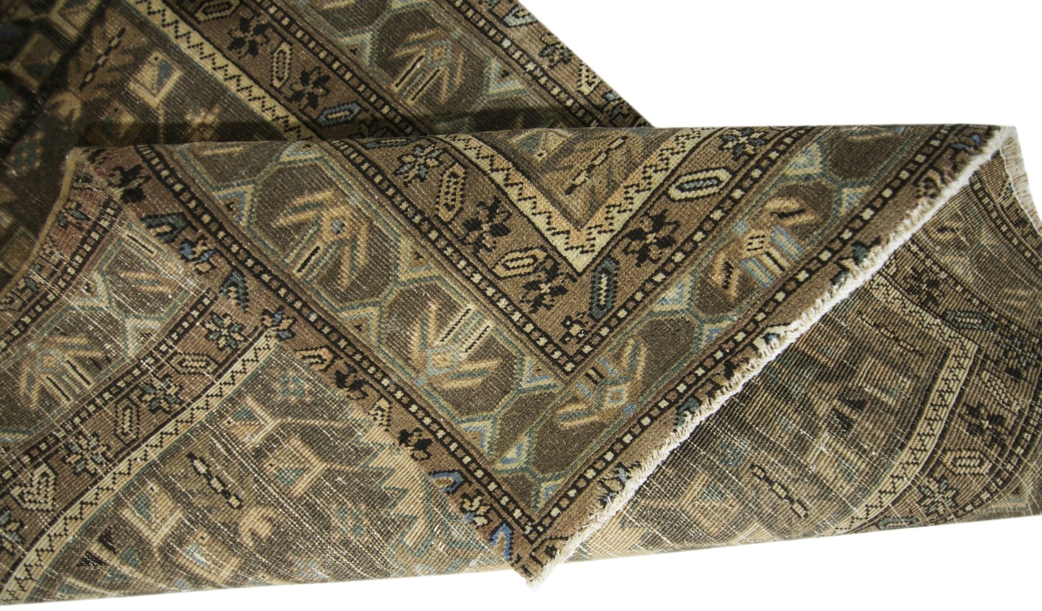 Handmade Vintage Persian Hallway Runner | 402 x 102 cm | 13'2" x 3'4" - Najaf Rugs & Textile